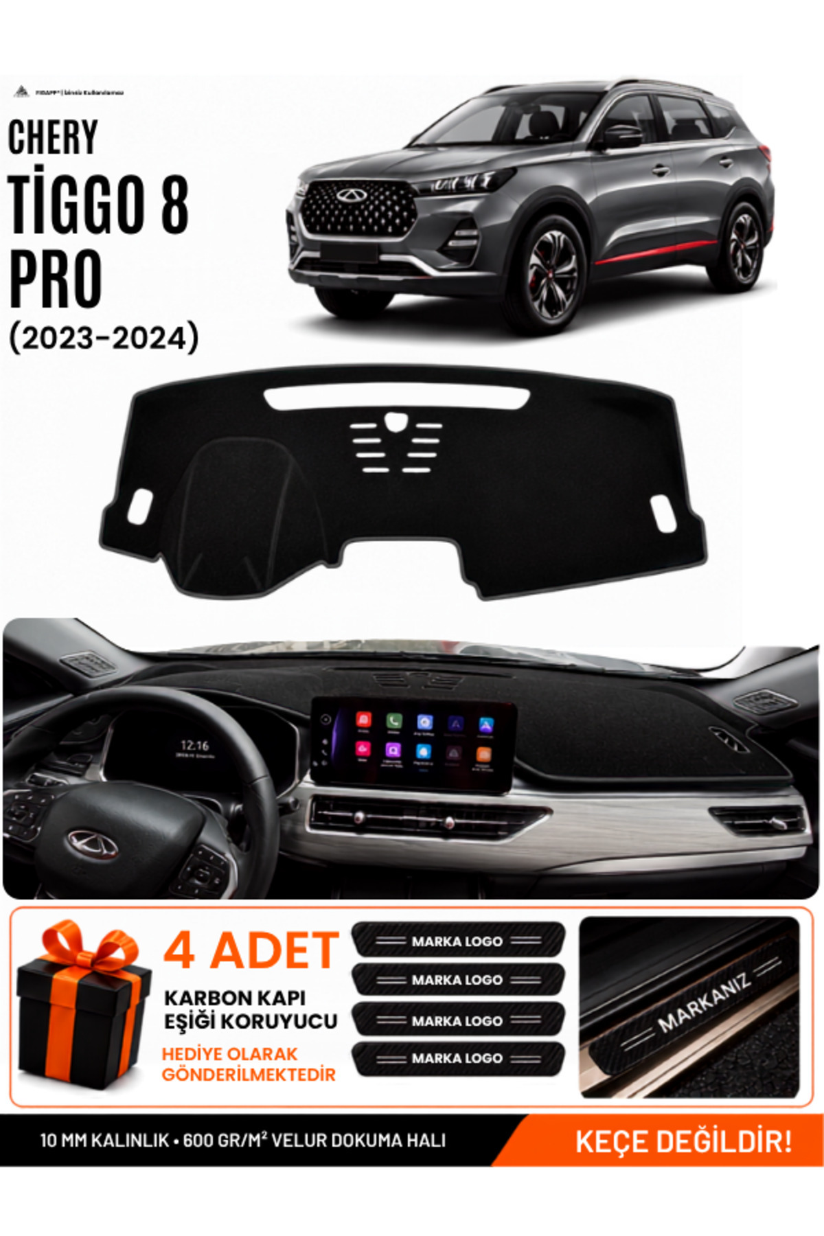 CHERY TİGGO 8 PRO (2018-2024) Uyumlu Torpido Siyah