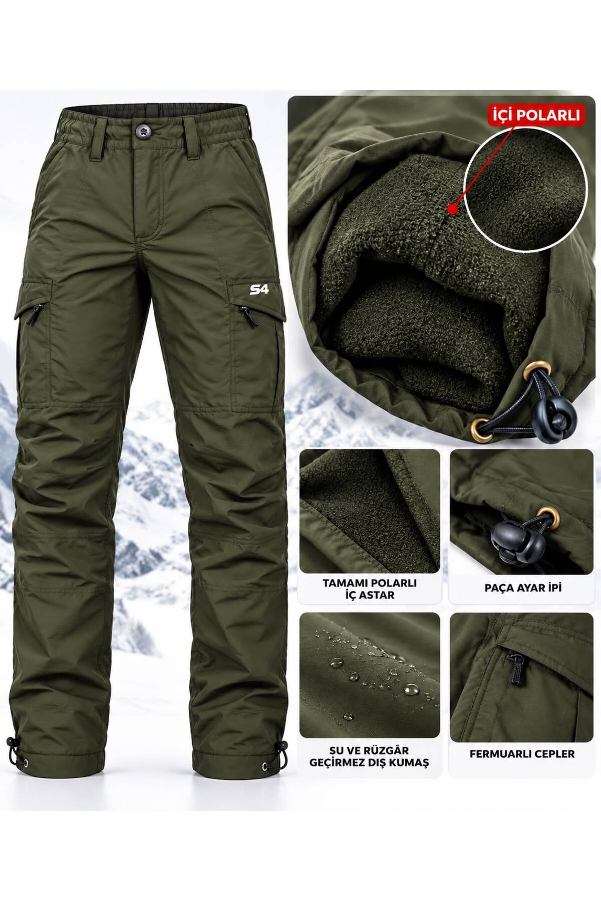 SIFIR4 S4 İÇİ POLARLI KIŞLIK PANTOLON