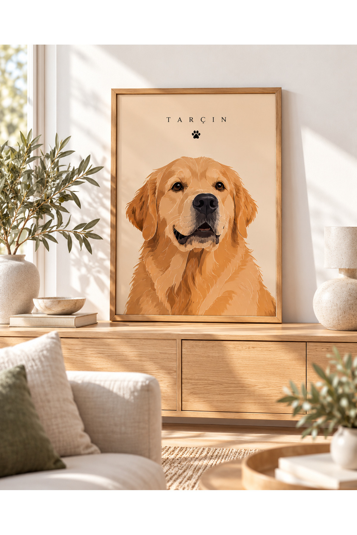 Kişiye Özel İsimli Köpek Portresi Tablosu, Çerçevesiz Evcil Hayvan Duvar Dekoru, Salon, Çocuk Odası ve Veteriner Kliniği İçin