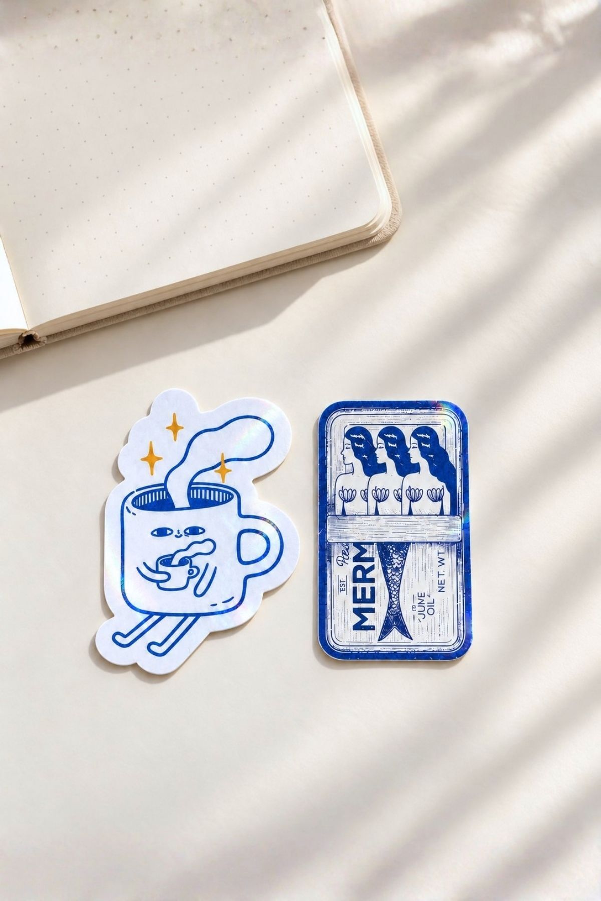 Mavi 2’li Hologram Efektli Laminasyonlu Sticker Seti, Ajanda Etiketi, Çok Amaçlı Sticker, Su Geçirmez