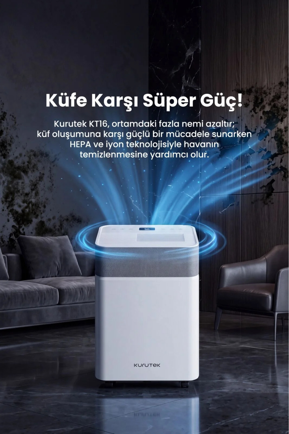 دستگاه رطوبت‌ساز و تصفیه هوای KT16 (Wi-Fi + ION + HEPA)