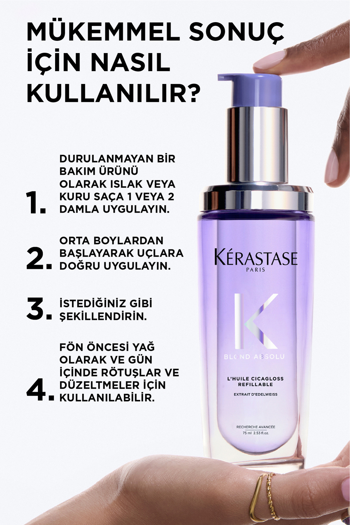 Blond Absolu L'huile Cicagloss Sarı Saçlar Için Saç Bakım Yağı 75 ml — CYT1125445 — تصویر 8 از 8