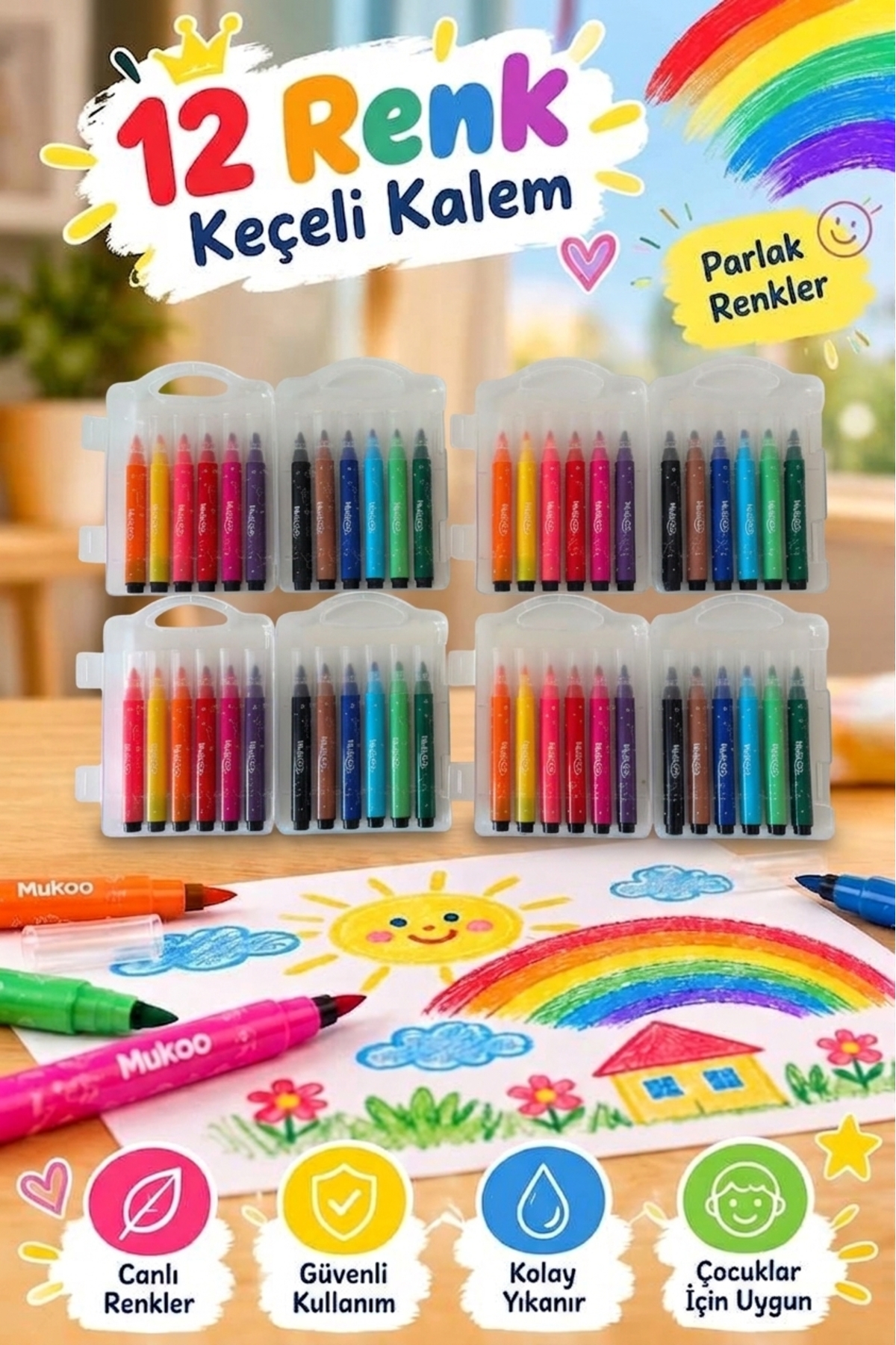 muikoo 4 Paket 12'li Keçeli Kalem