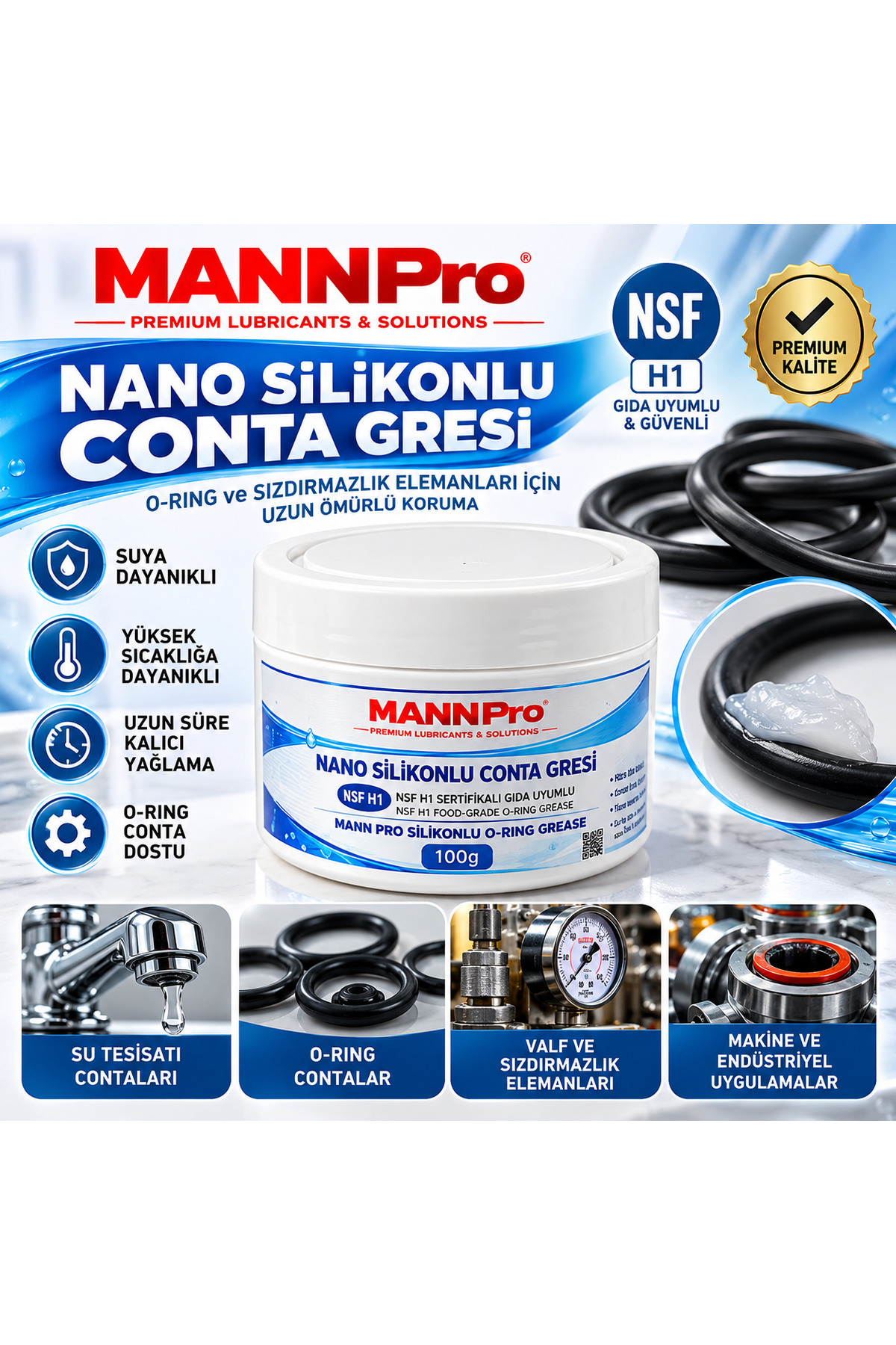 LUBCO beyaz nsf h1 gıda uyumlu Slikon bazlı gresi yağı 100 grm