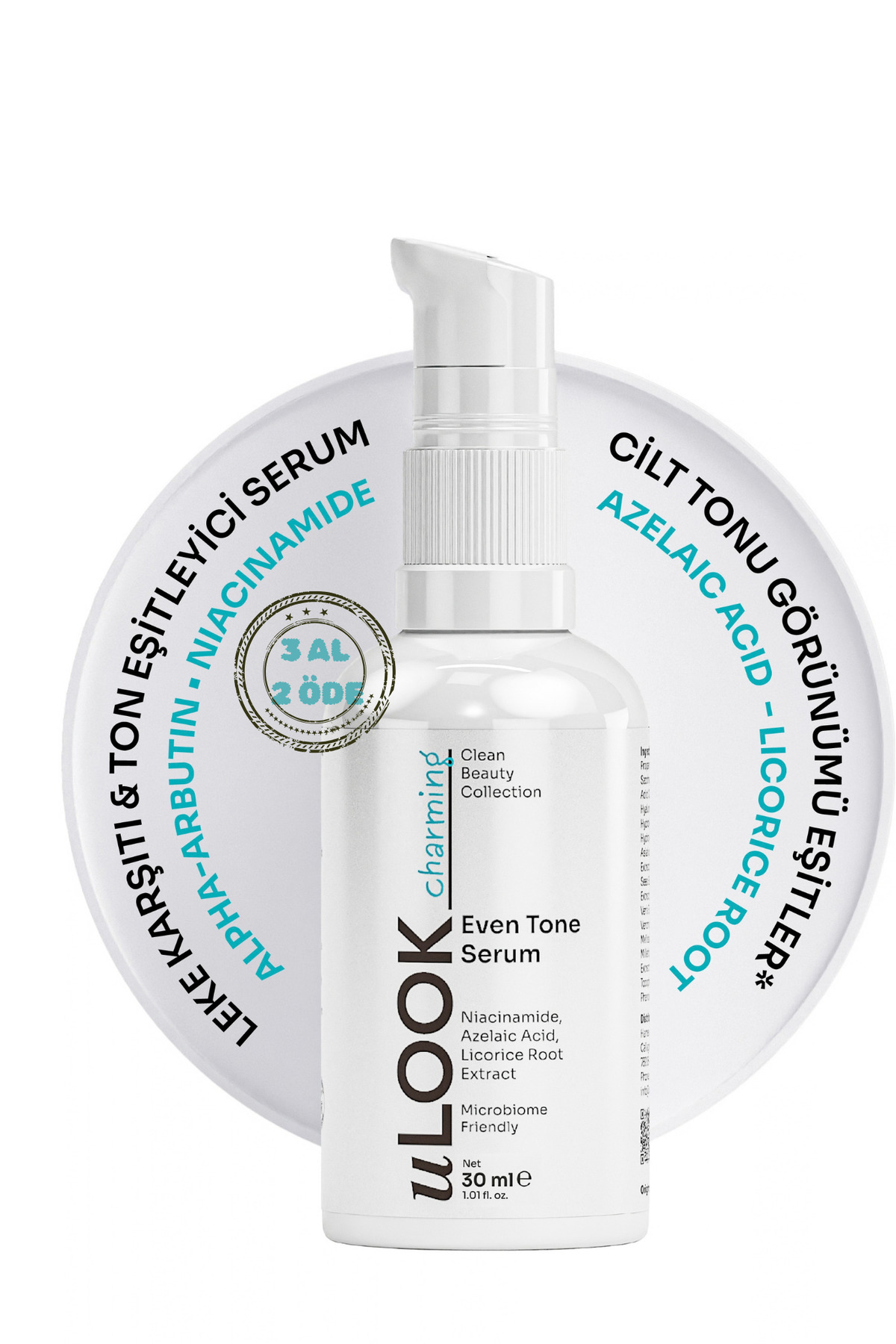 uLOOK Leke Karşıtı Cilt Tonu Eşitleyici Serum | Alpha Arbutin ve Niacinamide İçeren Aydınlatıcı Bakım | 30 ml — Even Tone