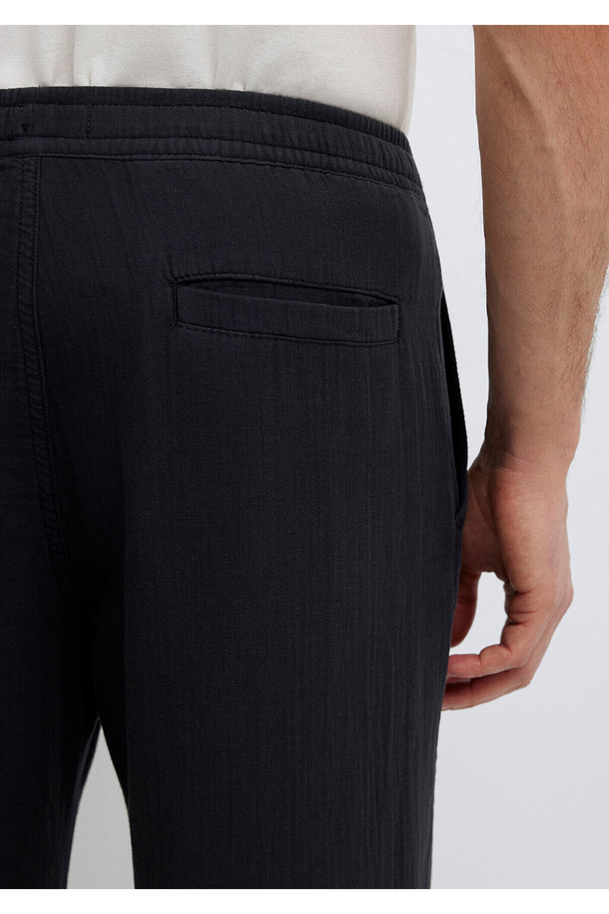 Beli Lastikli Müslin Siyah Jogger Pantolon 0010596-71379 — مشکی — تصویر 8 از 8