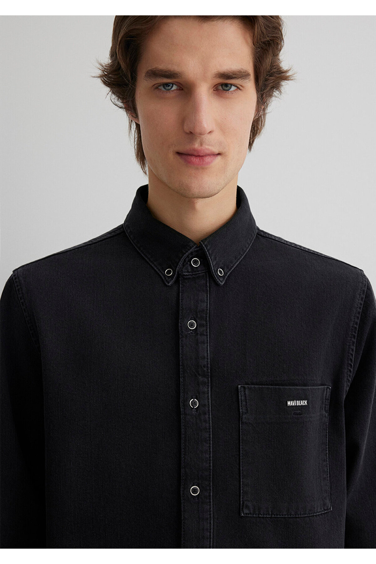 Jayden Black Koyu Gri Jean Gömlek Regular Fit / Normal Kesim 0211065-89297 — آبی — تصویر 6 از 8