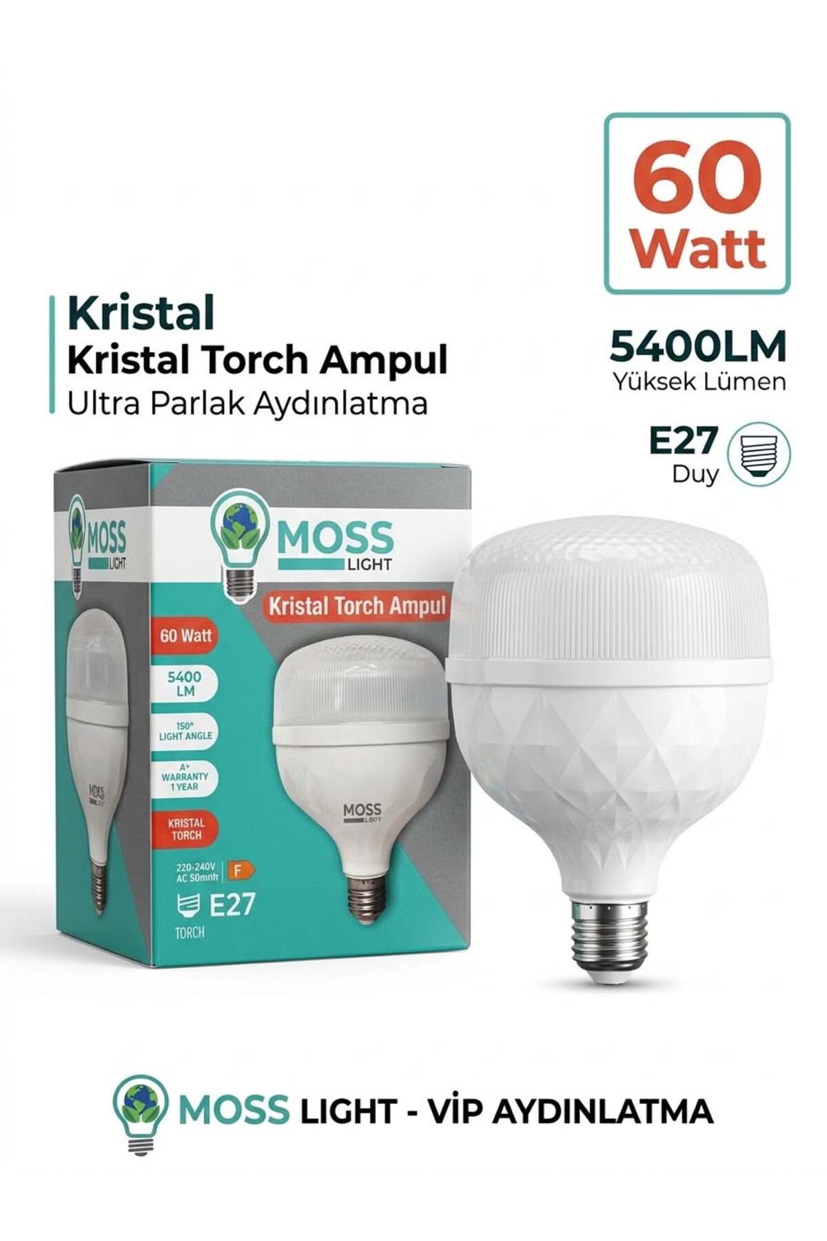 Genel Markalar VİP AYDINLATMA / 60W KRİSTAL TORCH AMPUL BEYAZ IŞIK
