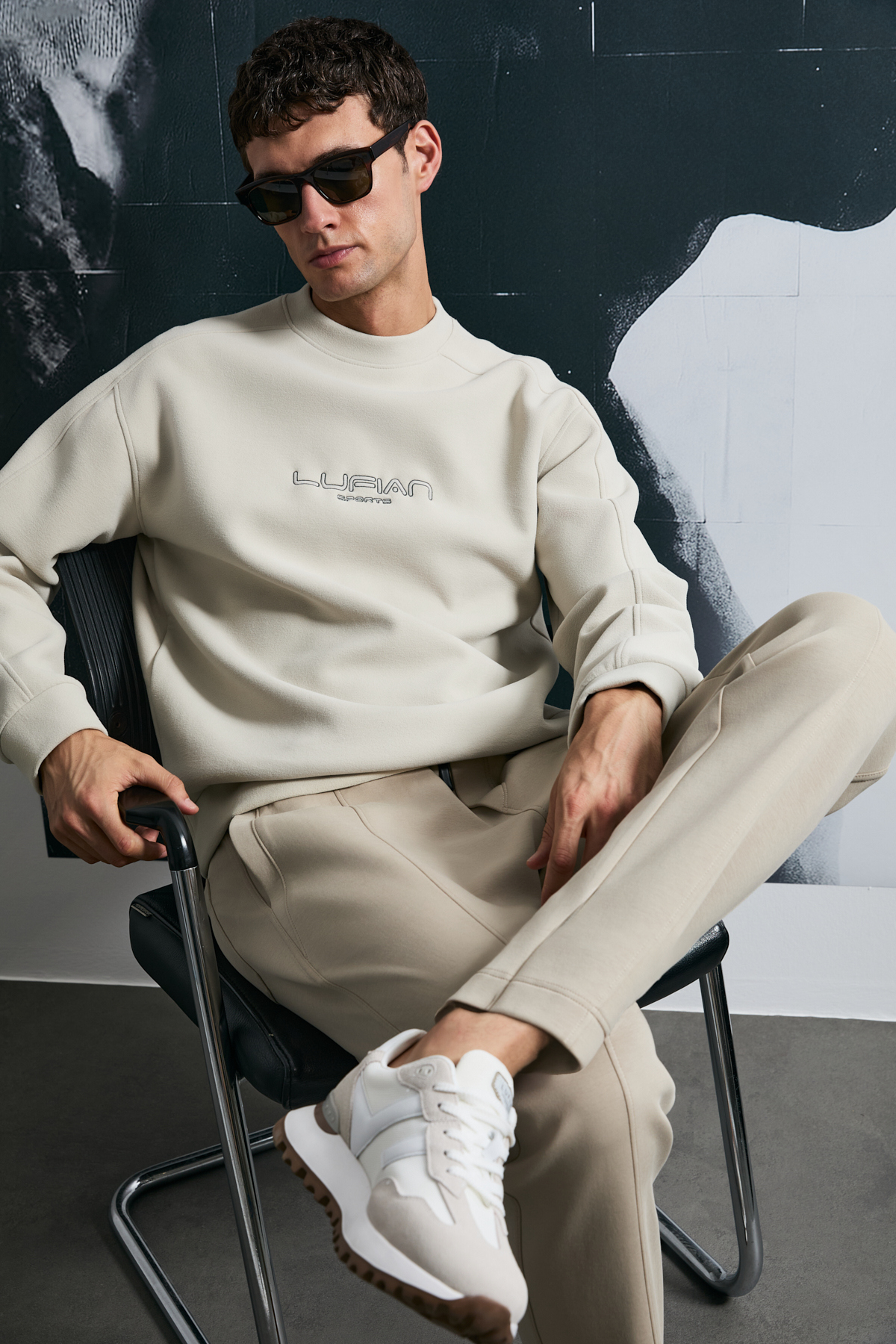 Lufian Dark Erkek Sweatshirt Ekru