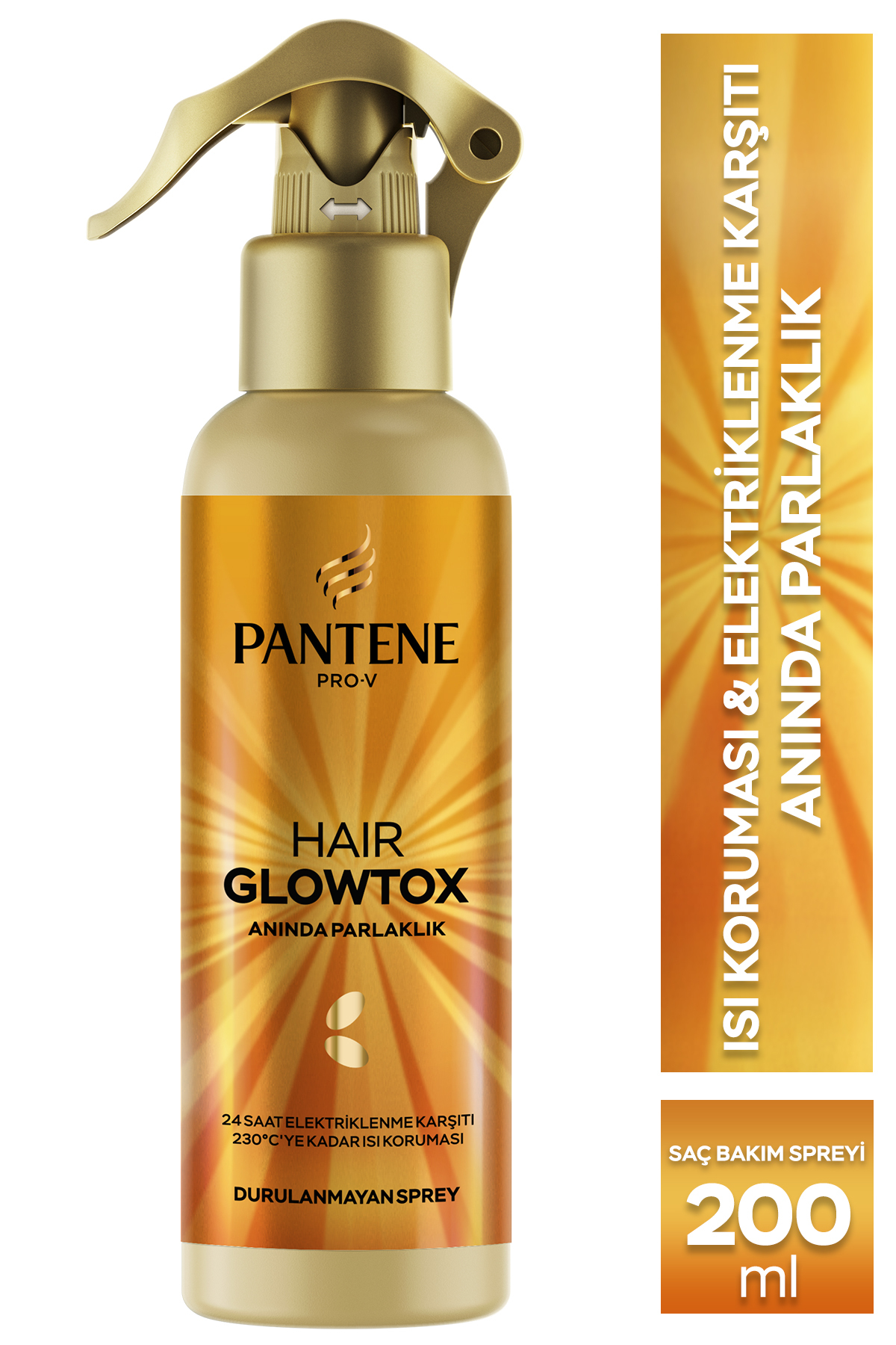 Pantene Hair Glowtox Parlaklık Veren Saç Spreyi, Elektriklenme Karşıtı ve Isı Koruyucu 200ml
