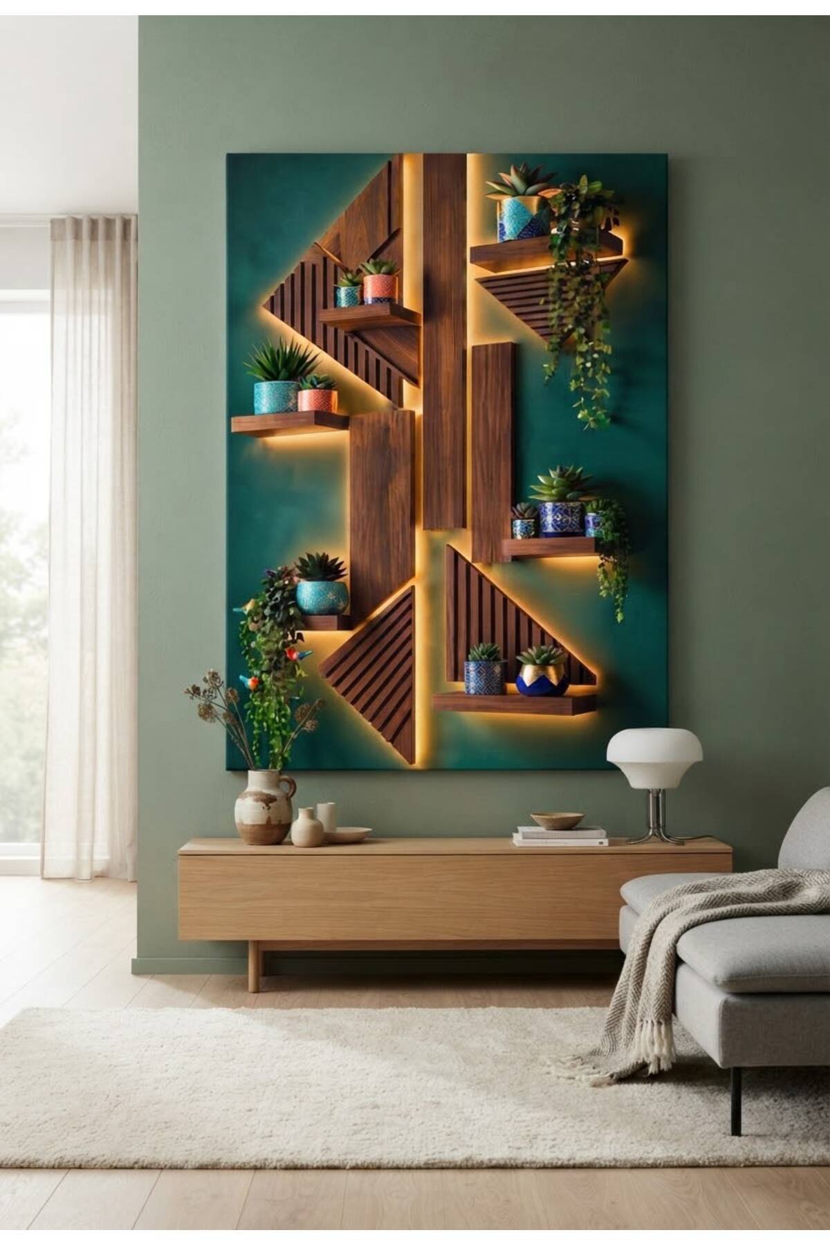 zeyrada Premium Özel Tasarım Modern 3D Efektli Işıklı Geometrik