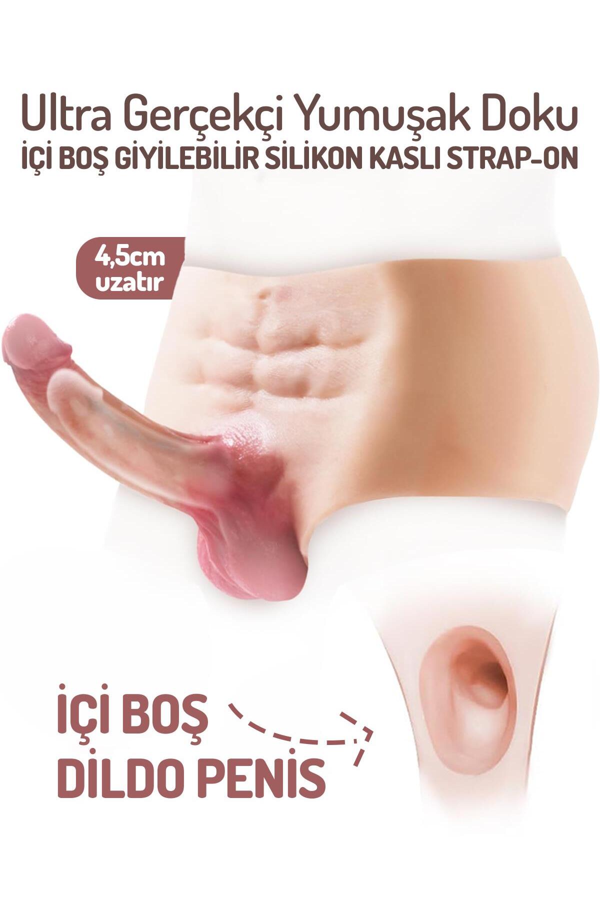 Giyilebilir İçi Boş Uzatmalı Dolgulu Yumuşak Gerçekçi Doku Esnek 16,5 Cm Silikon Kaymaz Penis Kılıfı