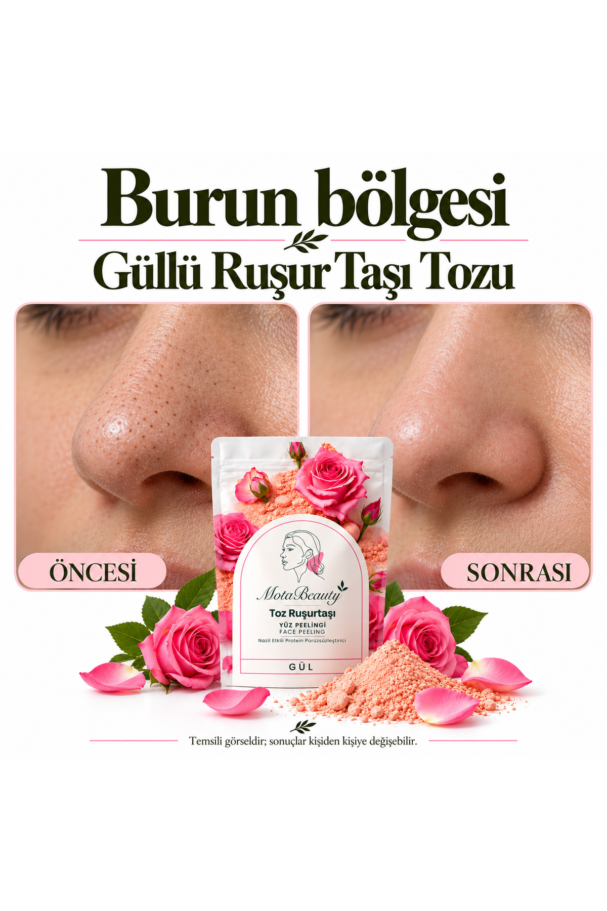 پودر سنگ روسور (سفیداب ایرانی) لایه بردار طبیعی صورت - گل رز - تنظیم رنگ پوست، از بین برنده پوست مرده، ضد جوش سرسیاه — MOTA-RUSUR-POWDER-ROSE — تصویر 7 از 8