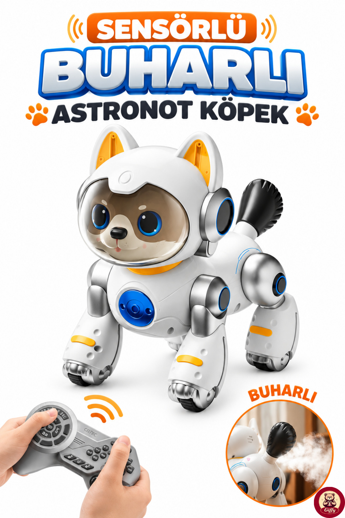 giffy Oyuncak Sensörlü Buharlı Astronot Kedi Köpek Oyuncak Uzaktan