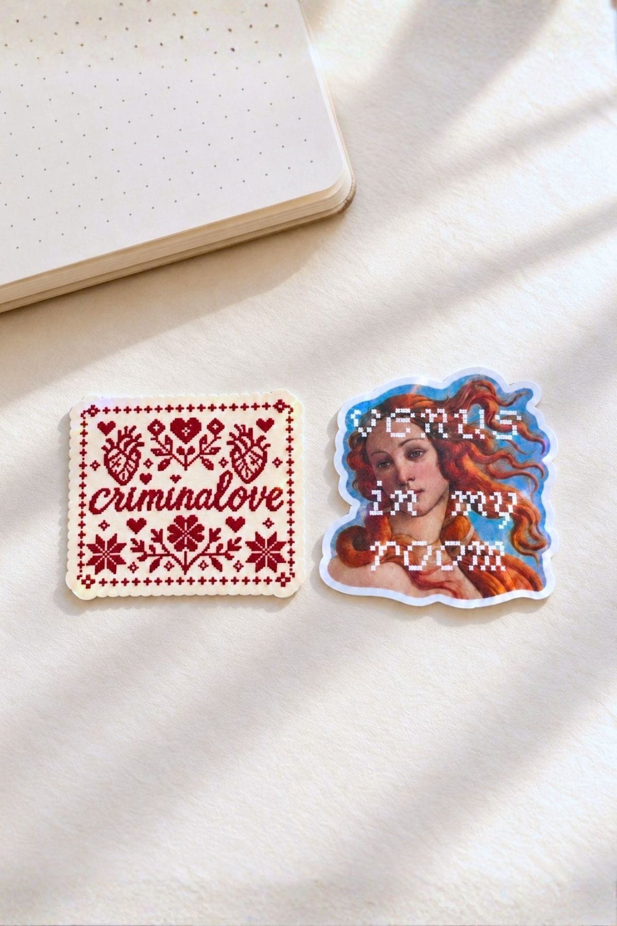 Retro 2’li Hologram Efektli Laminasyonlu Sticker Seti, Ajanda Etiketi, Çok Amaçlı Sticker, Su Geçirmez