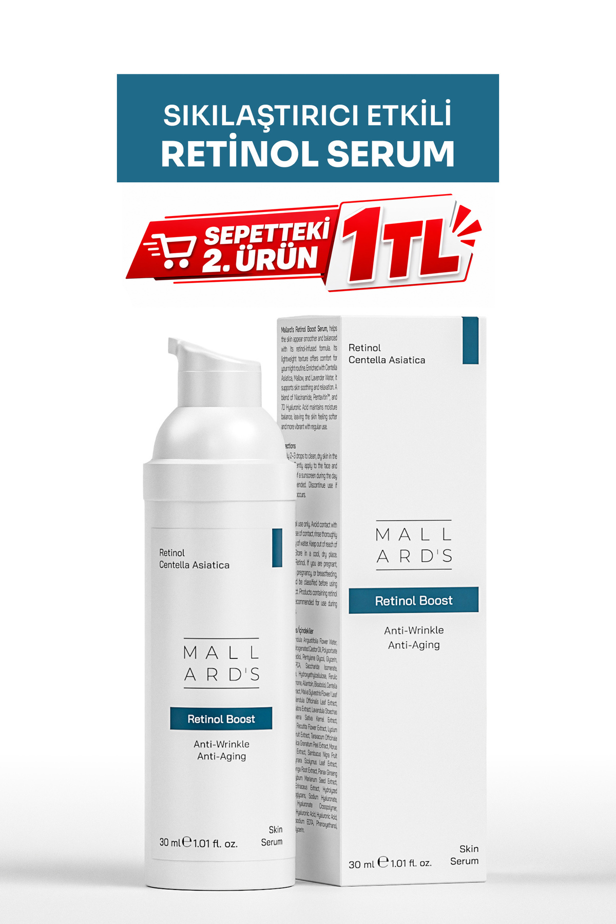 MALL ARD'S Retinol Boost, Yaşlanma ve Kırışıklık Karşıtı Retinol Serum, 30 ml — RBS30