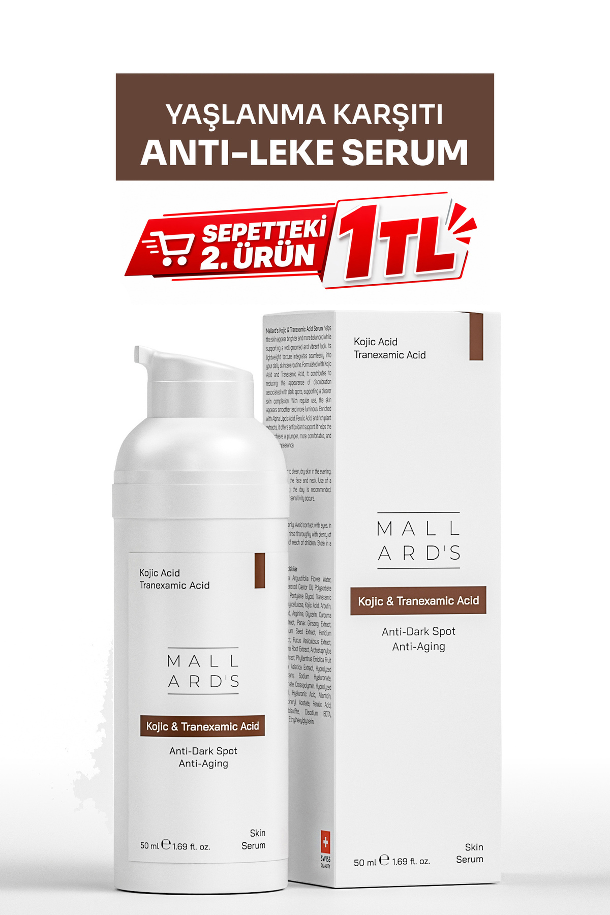 MALL ARD'S Kojic Acid & Tranexamic Acid, Leke Açıcı ve Ton Eşitleyici Serum, 50 ml — KAS30