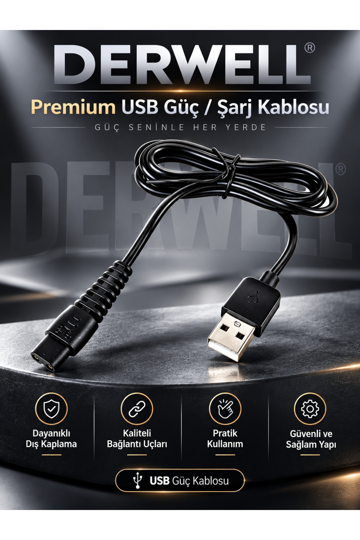 Tıraş Makinaları İçin Usb Şarj Kablosu Kaliteli Cabble Uzun Ömürlü Kullanım 1 Metre