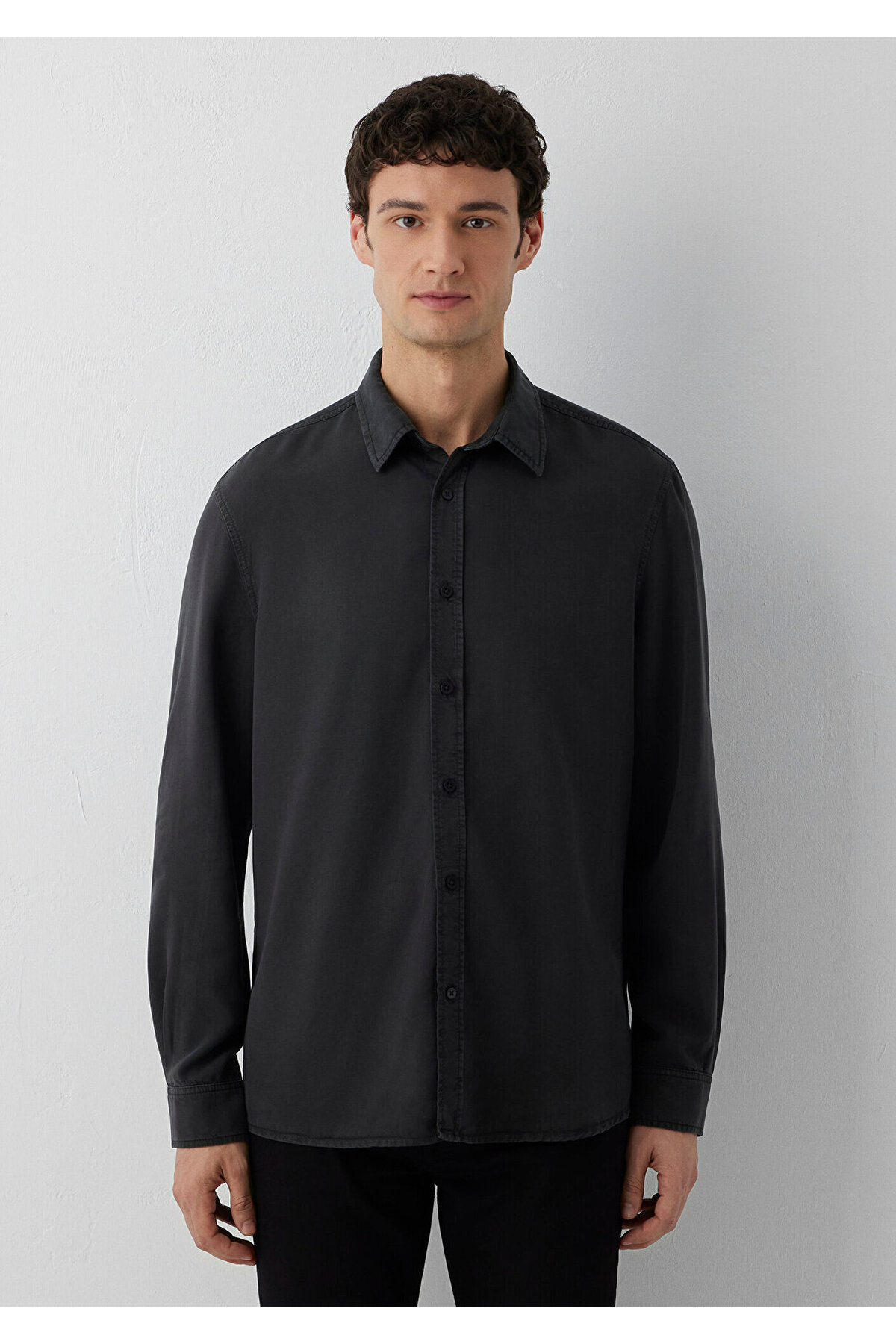 (Tencel™) Lyocell Antrasit Gömlek Regular Fit / Normal Kesim 0212068-70087 — خاکستری — تصویر 3 از 7