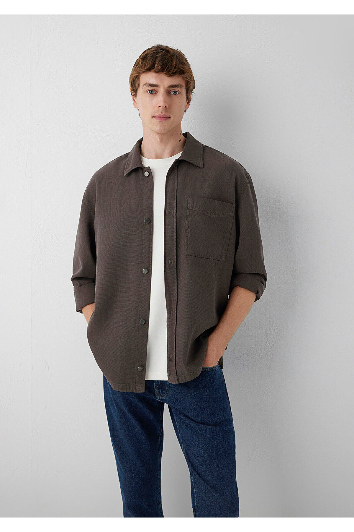 Mavi (Tencel™) Lyocell Karışımlı Kahverengi Gömlek Loose Fit / Bol Rahat Kesim 0212121-70220 — قهوه‌ای