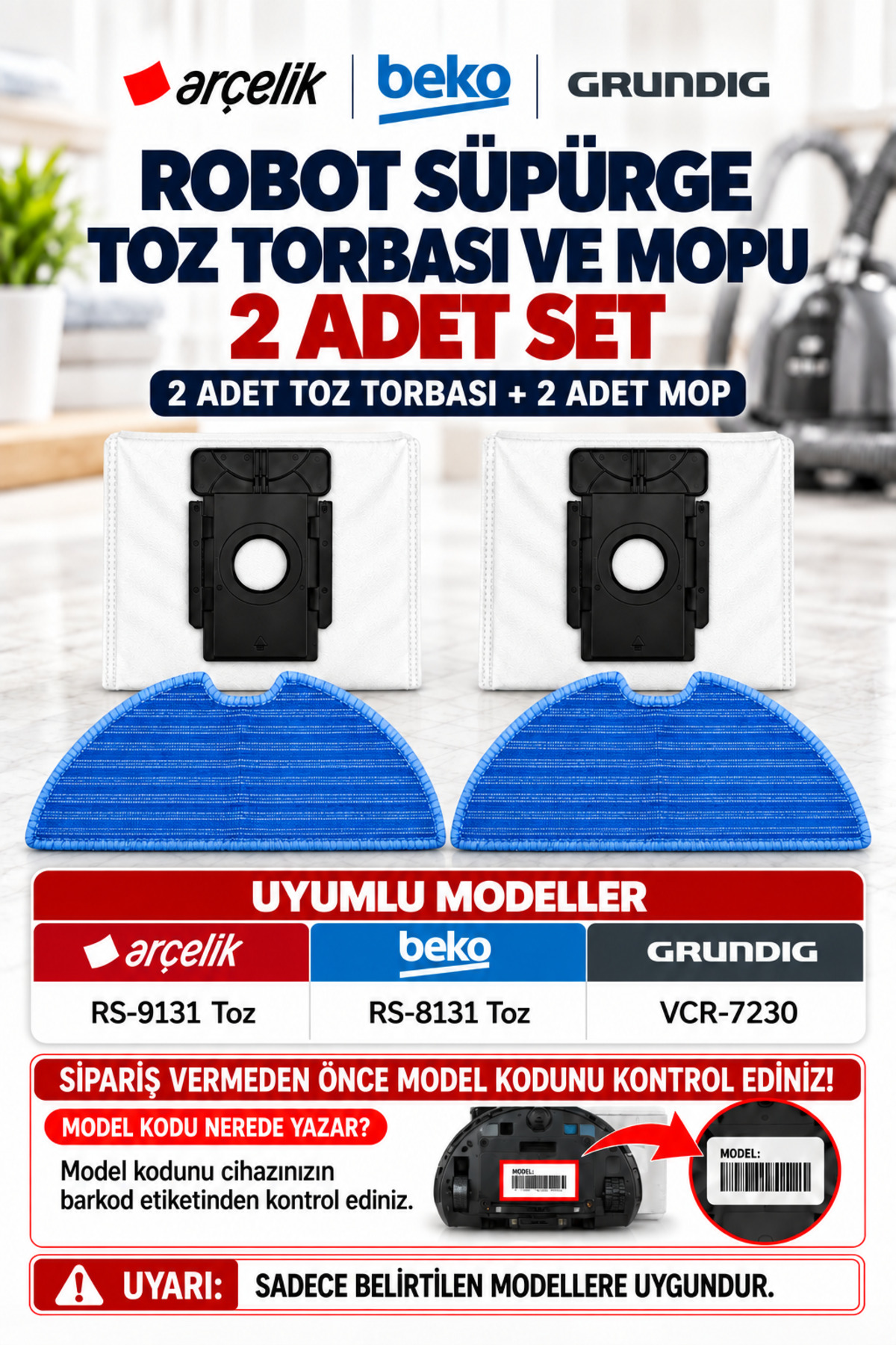 Arçelik Orijinal RS/9131 , RS/9121 , RS/8121 Robot Süpürge Toz