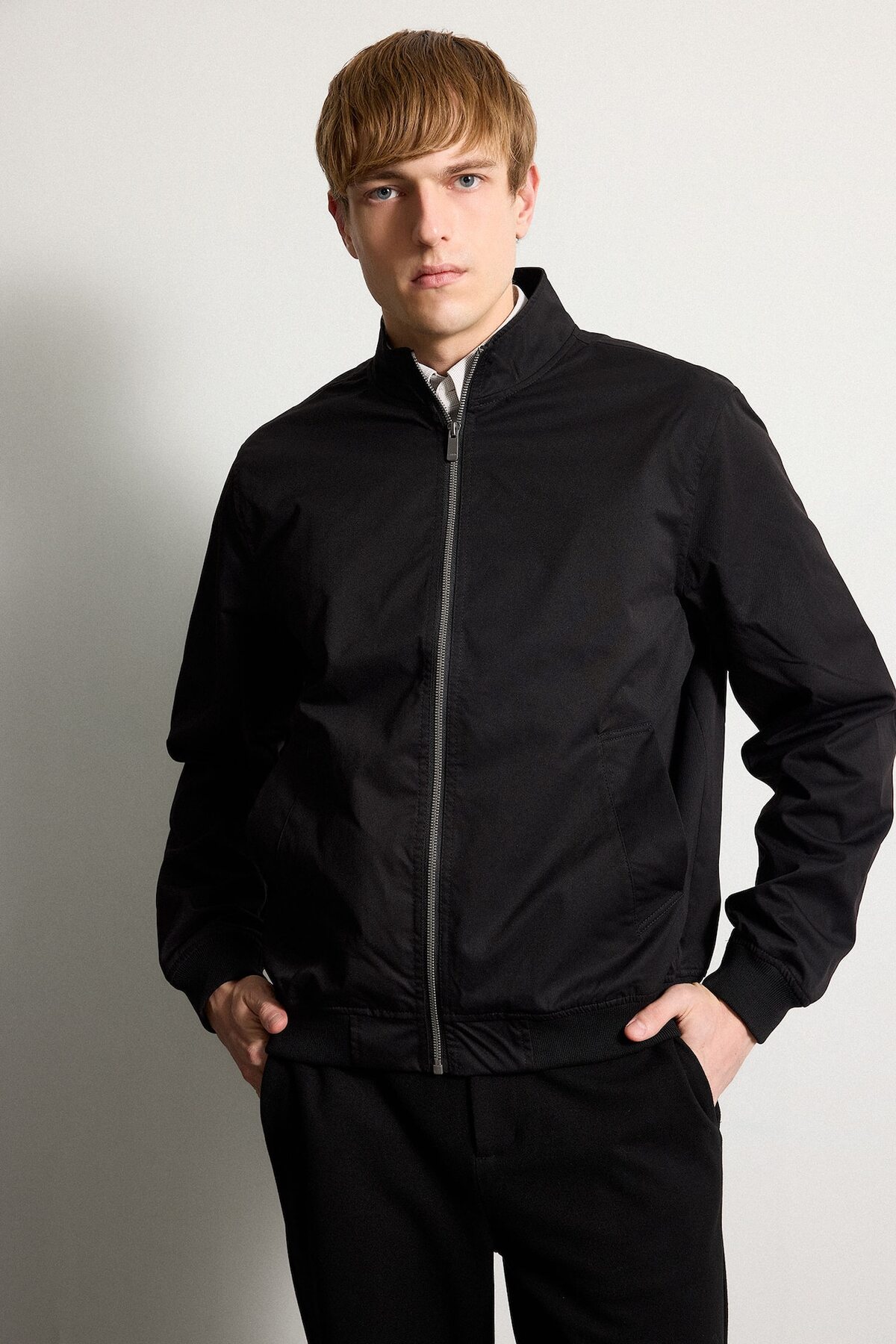 DeFacto Slim Fit Dik Yaka Astarlı Fermuarlı Mont D7338AX25SP — مشکی