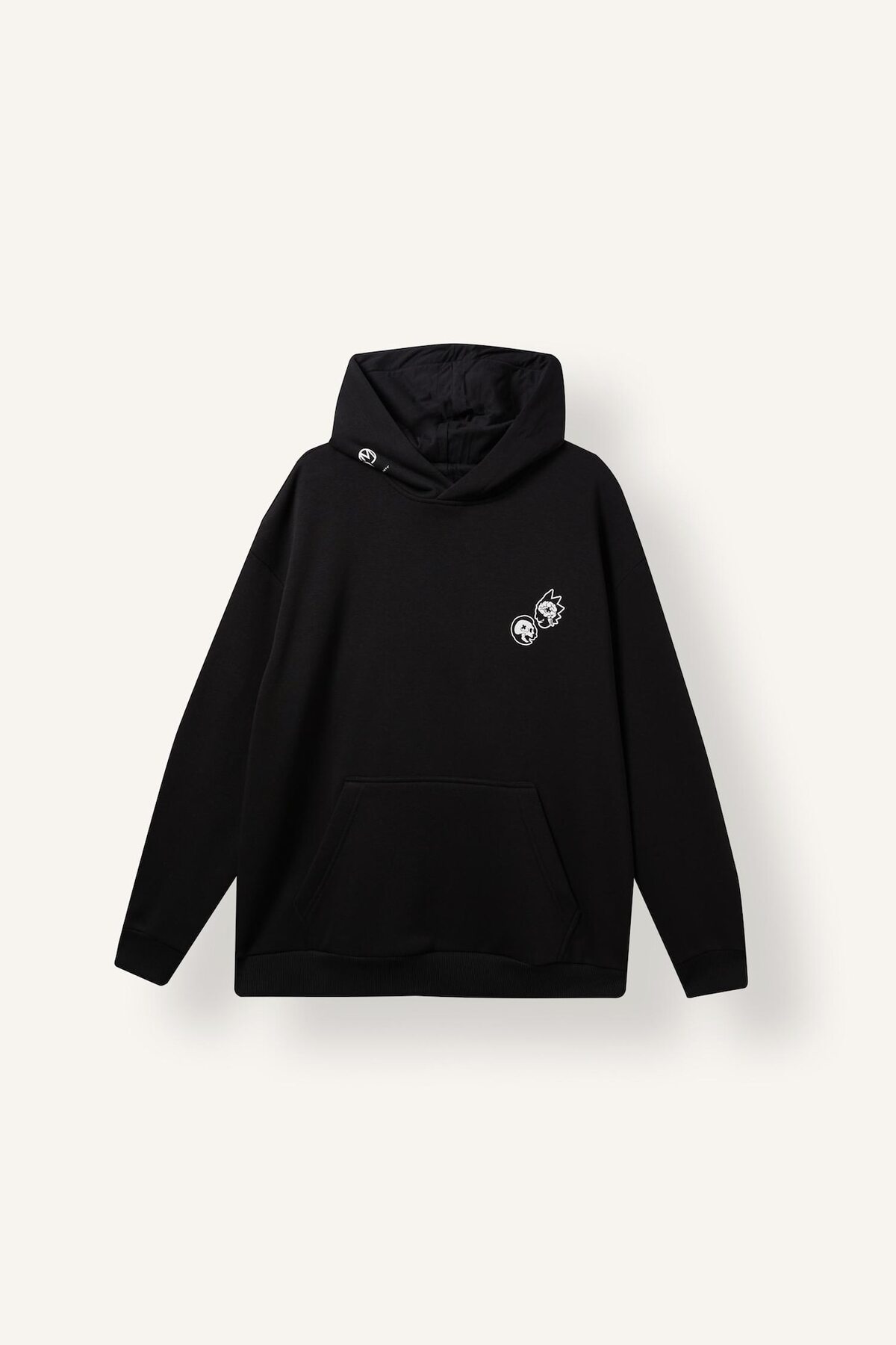 Rick and Morty Boxy Fit Kapüşonlu Kanguru Cepli Baskılı Sweatshirt H2725AX26AU — مشکی — تصویر 8 از 8