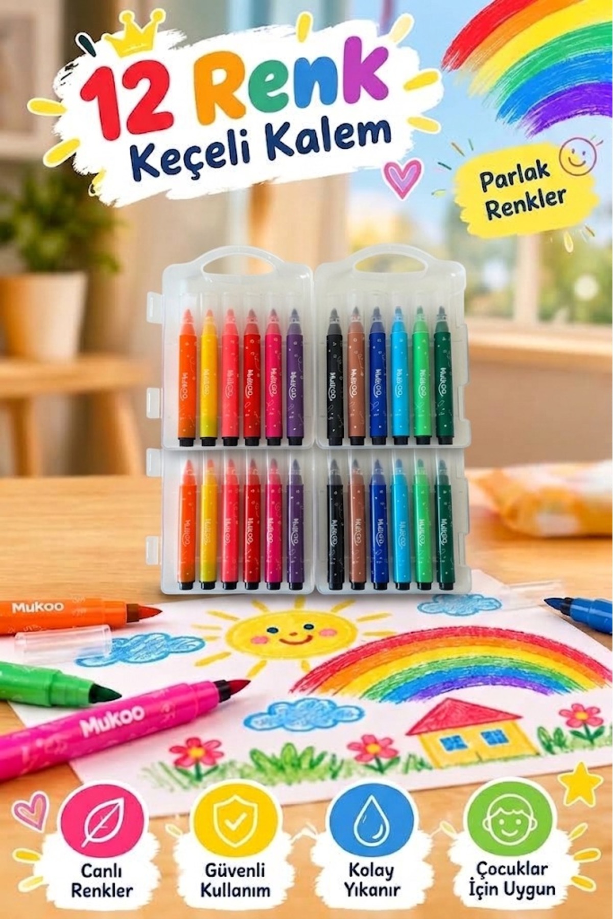 muikoo 2 Paket 12'li Keçeli Kalem