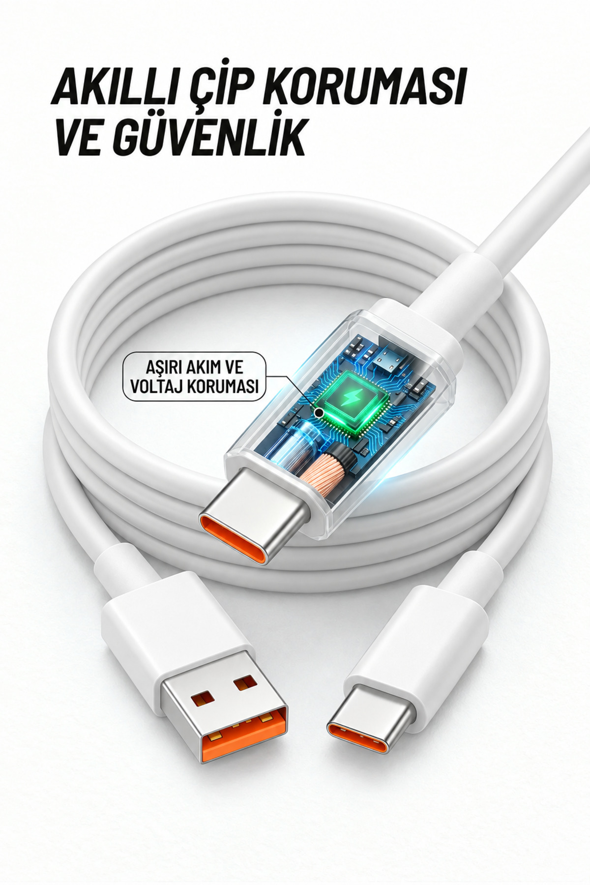 yumax Type-C Şarj Kablosu 6A Hızlı Şarj 67W USB C Data Transfer