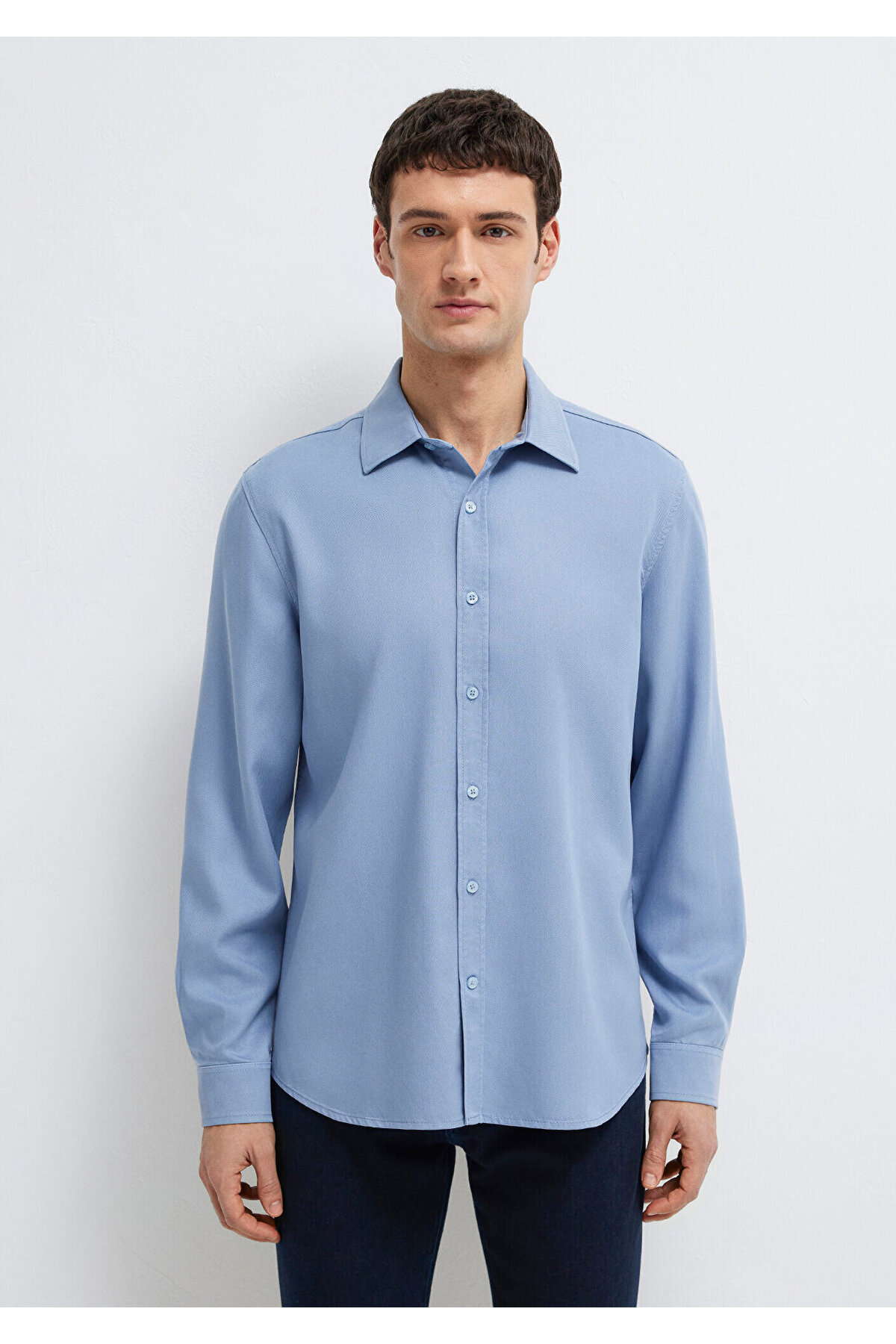(TENCEL™) لیوسل پیراهن منظم / برش معمولی 0210818-70813 — آبی — تصویر 4 از 8