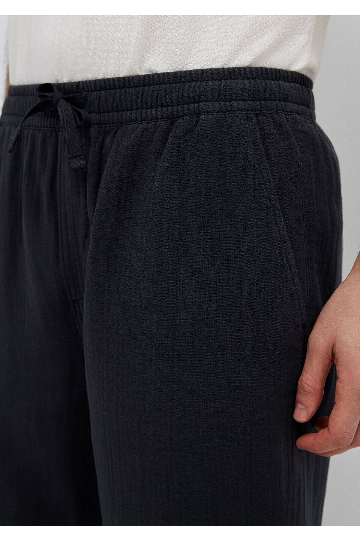 Beli Lastikli Müslin Siyah Jogger Pantolon 0010596-71379 — مشکی — تصویر 7 از 8