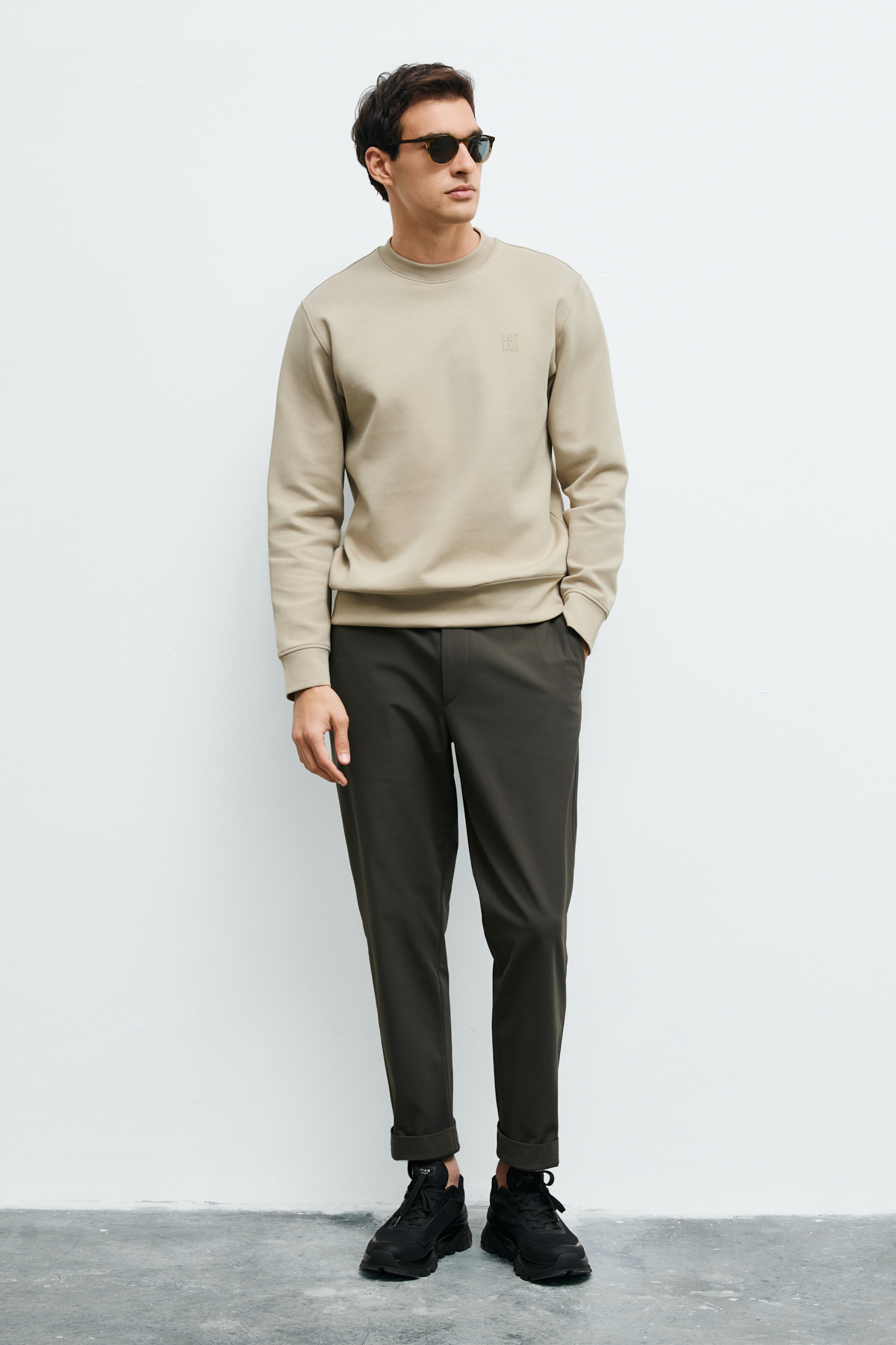 Grand Erkek Sweatshirt Bej — بژ 112030192 — تصویر 4 از 6