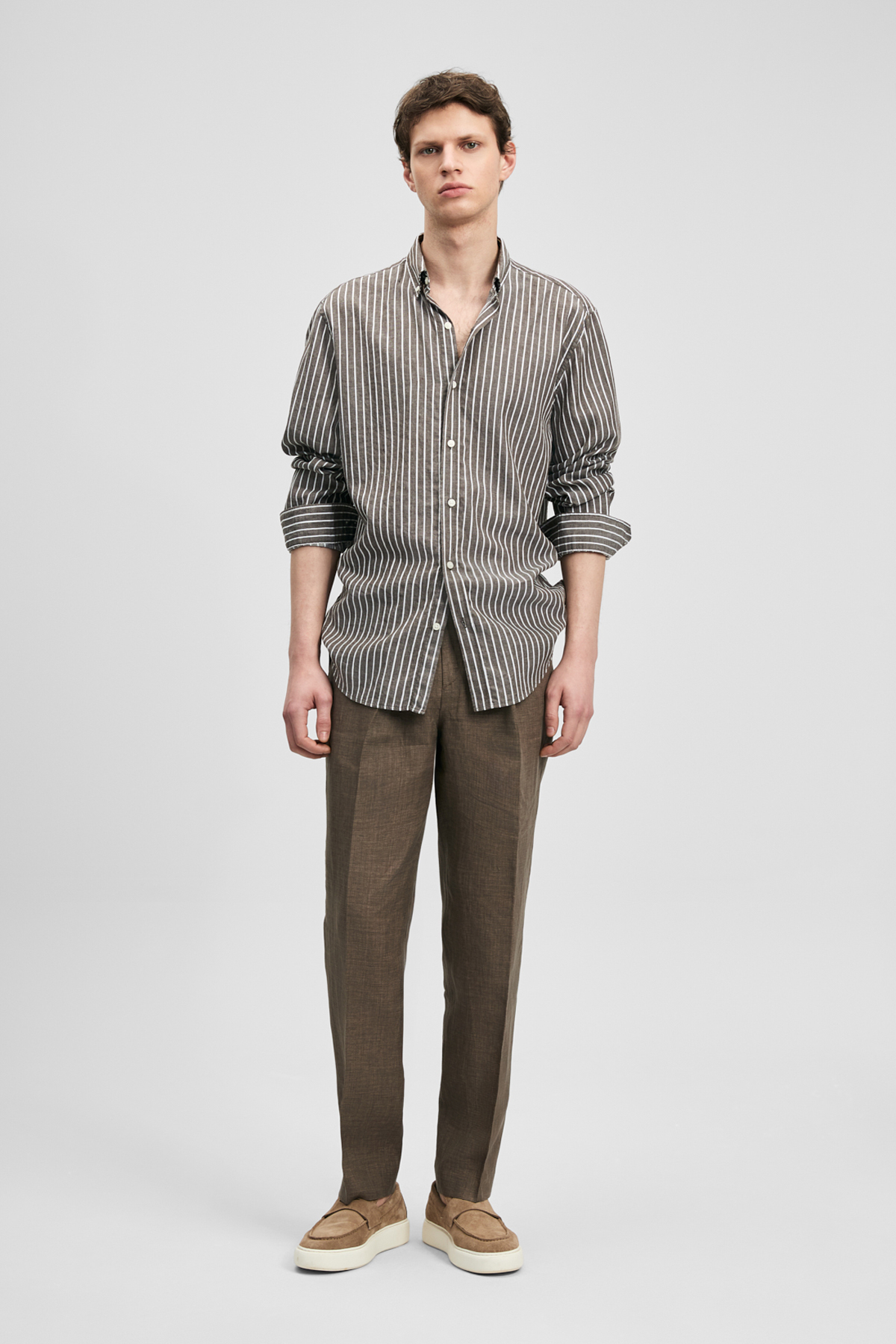 Amber Erkek Basic Gömlek Regular Fit Kahverengi — قهوه‌ای 111010672 — تصویر 5 از 6
