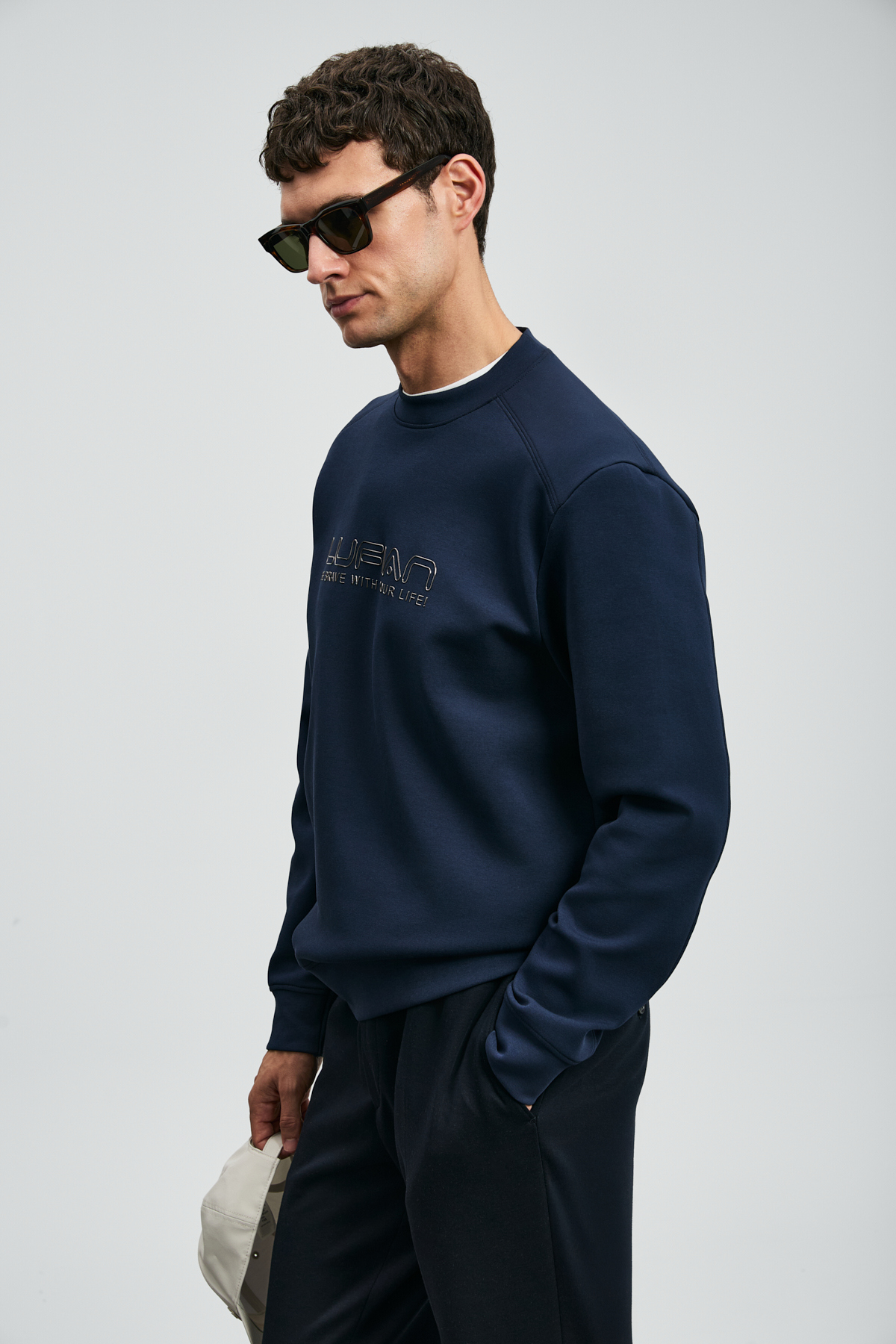 Luther Erkek Sweatshirt Lacivert — سرمه‌ای 112030171 — تصویر 5 از 6