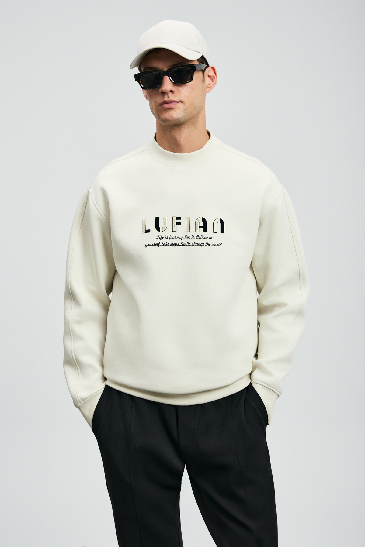 Lufian Oracle Erkek Sweatshirt Kırık Beyaz — سفید 112030178