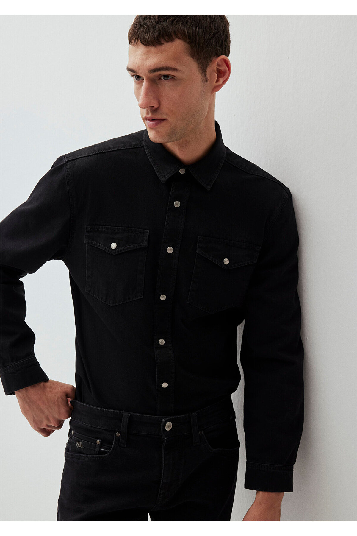 Ted Dark Smoke Jean Shirt Slim Fit / Narrow Cut 0210909-87934 — مشکی — تصویر 2 از 6
