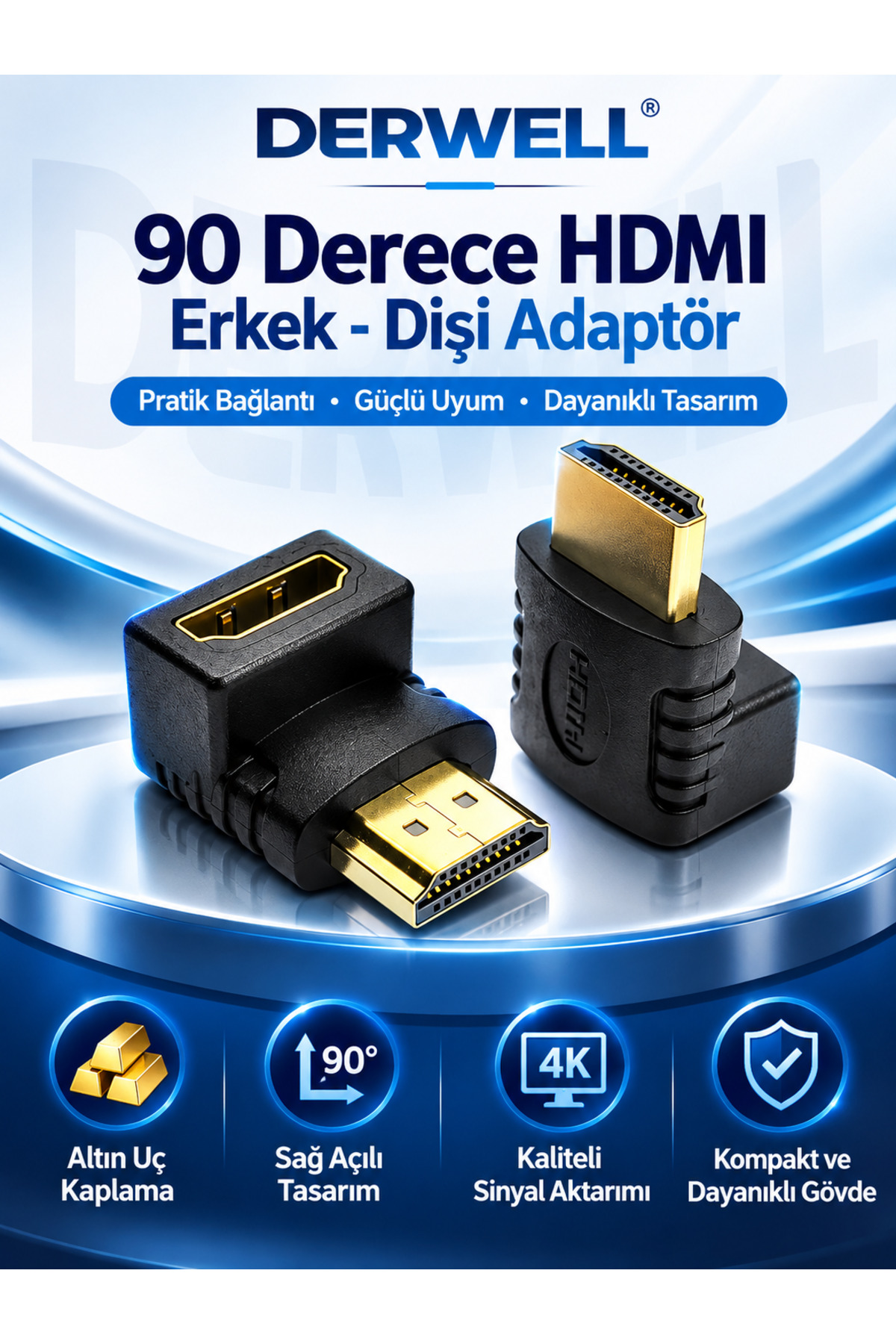 Hdmi Uyumlu 90 Derece Dik Açılı Adaptör Hdmı Erkek Kadın Hdmı Dirsek Konektörü