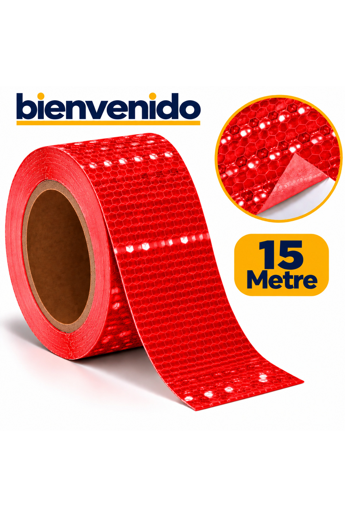 Reflektörlü Araç Oto Tır Dış Aksesuar Reflektif Fosforlu Şerit Bant Kırmızı Reflekte Ikaz Bandı 15 Mt RB-KRMZ-15M, one size