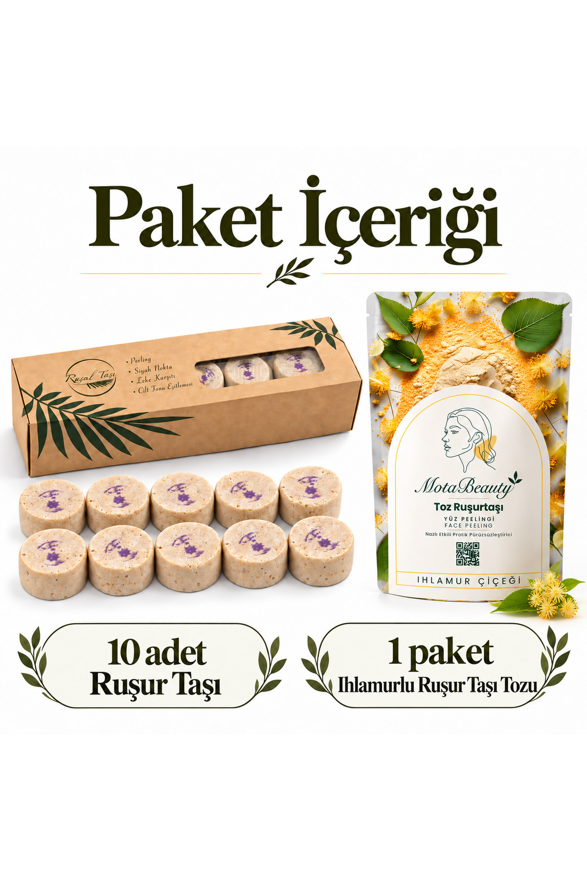 Ruşur Taşı (İran Sefidab) - Doğal Yüz Peelingi - Taş ve Toz Formunda 2'li paket (10 adet taş, Ihlamurlu toz) - Cilt Tonu Eşitleme, Ölü Deri Arındırma, Siyah Nokta Karşıtı — MOTA-RUSUR-TASTOZ-IHL — تصویر 8 از 8