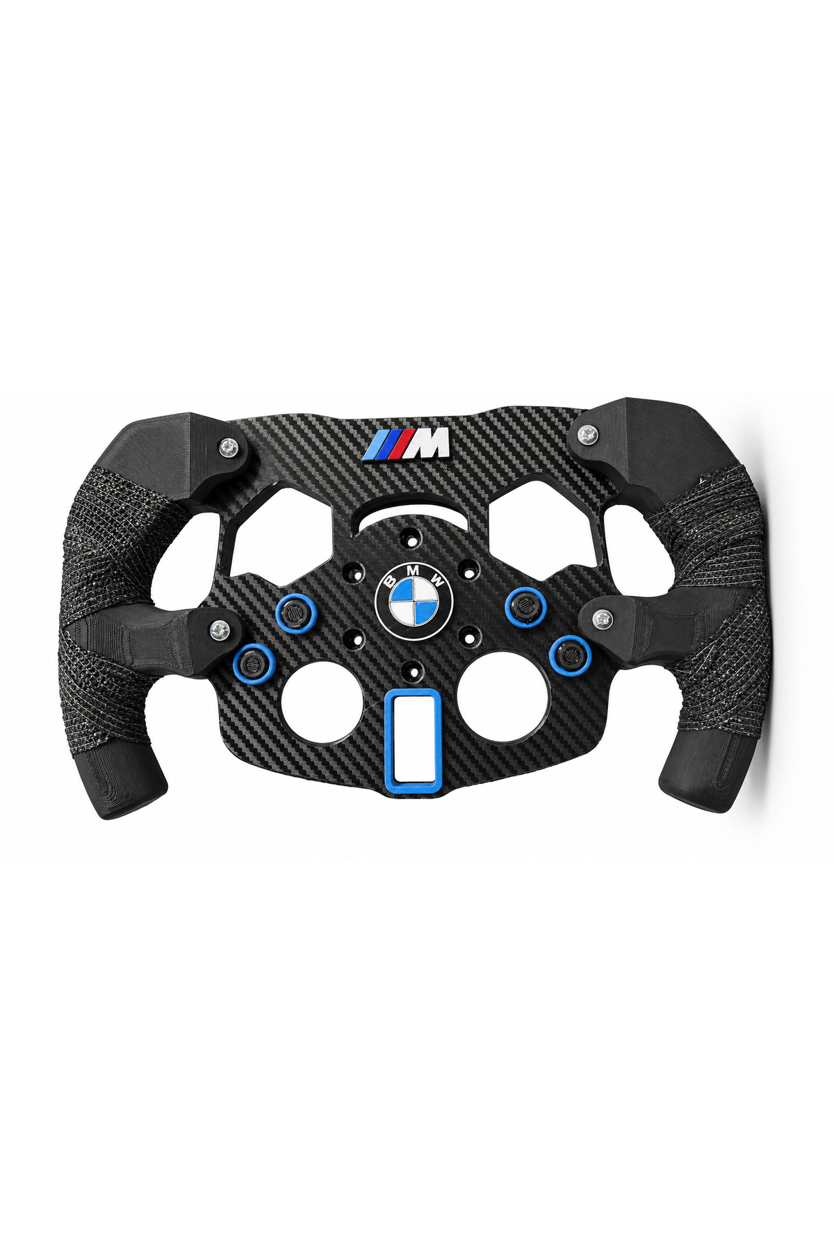 Logitech G29, G920 ve G923 uyumlu BMW F1 direksiyon kiti, takım logosu ve düğme ayrıntıları ve ön yüz görünümü.