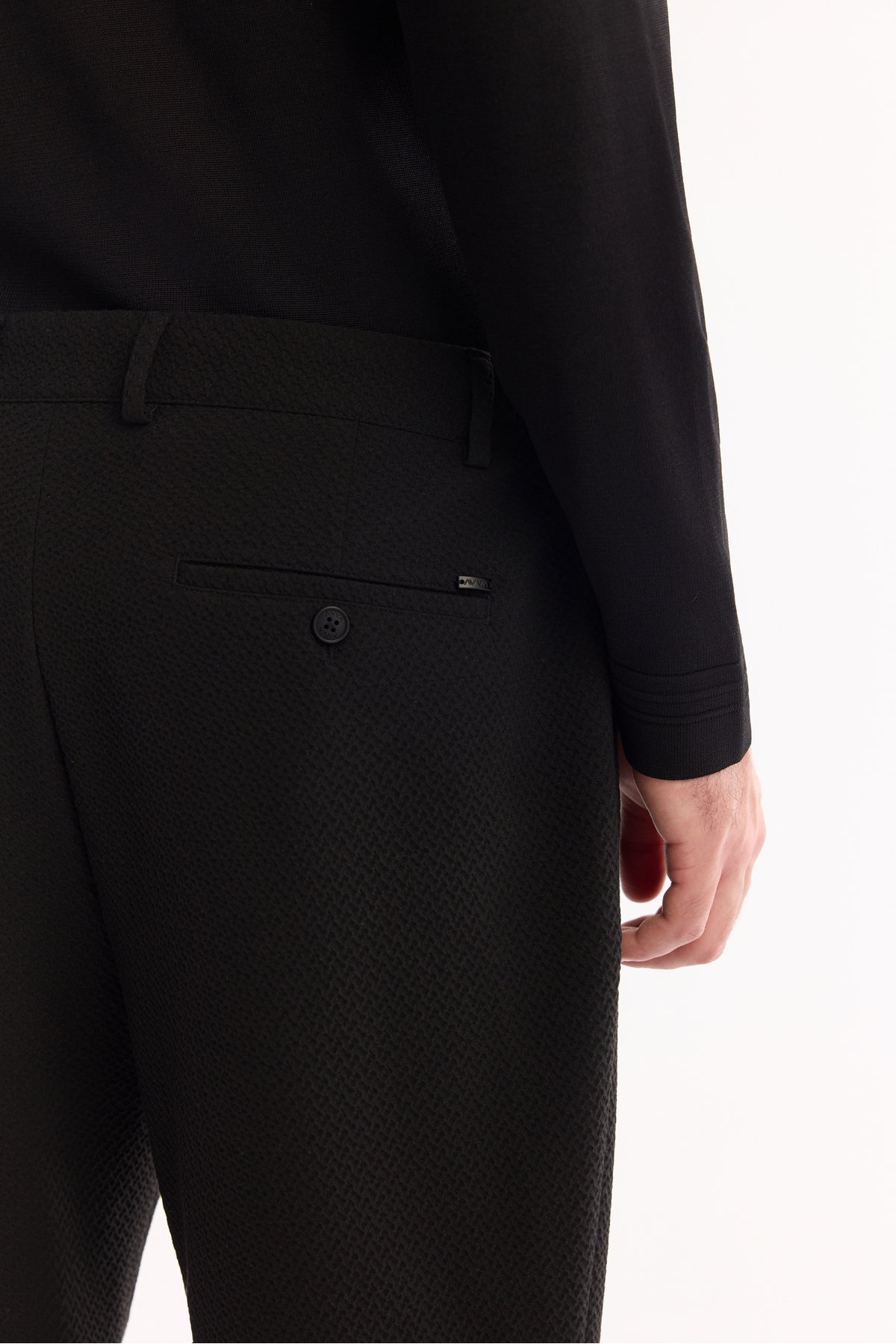 Erkek Siyah Yani Lastikli Bi-Stretch Hafif Slim Fit Pantolon A52Y3213 — مشکی — تصویر 5 از 7