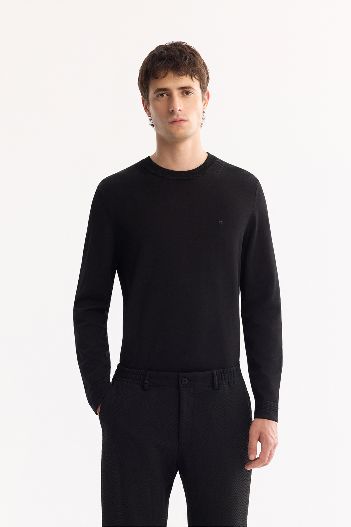 Erkek Siyah Yani Lastikli Bi-Stretch Hafif Slim Fit Pantolon A52Y3213 — مشکی — تصویر 2 از 7