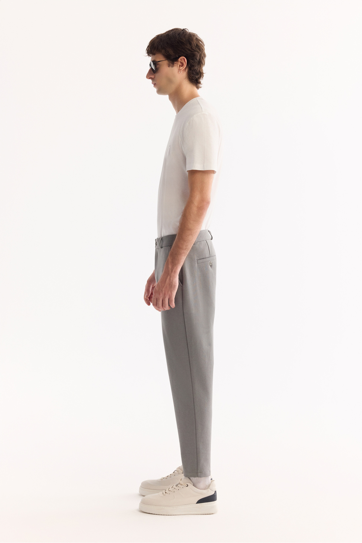 Erkek Gri-Yeşil Klasik Bel Pamuklu Carrot Fit Pantolon A52Y3061 — خاکستری — تصویر 3 از 7