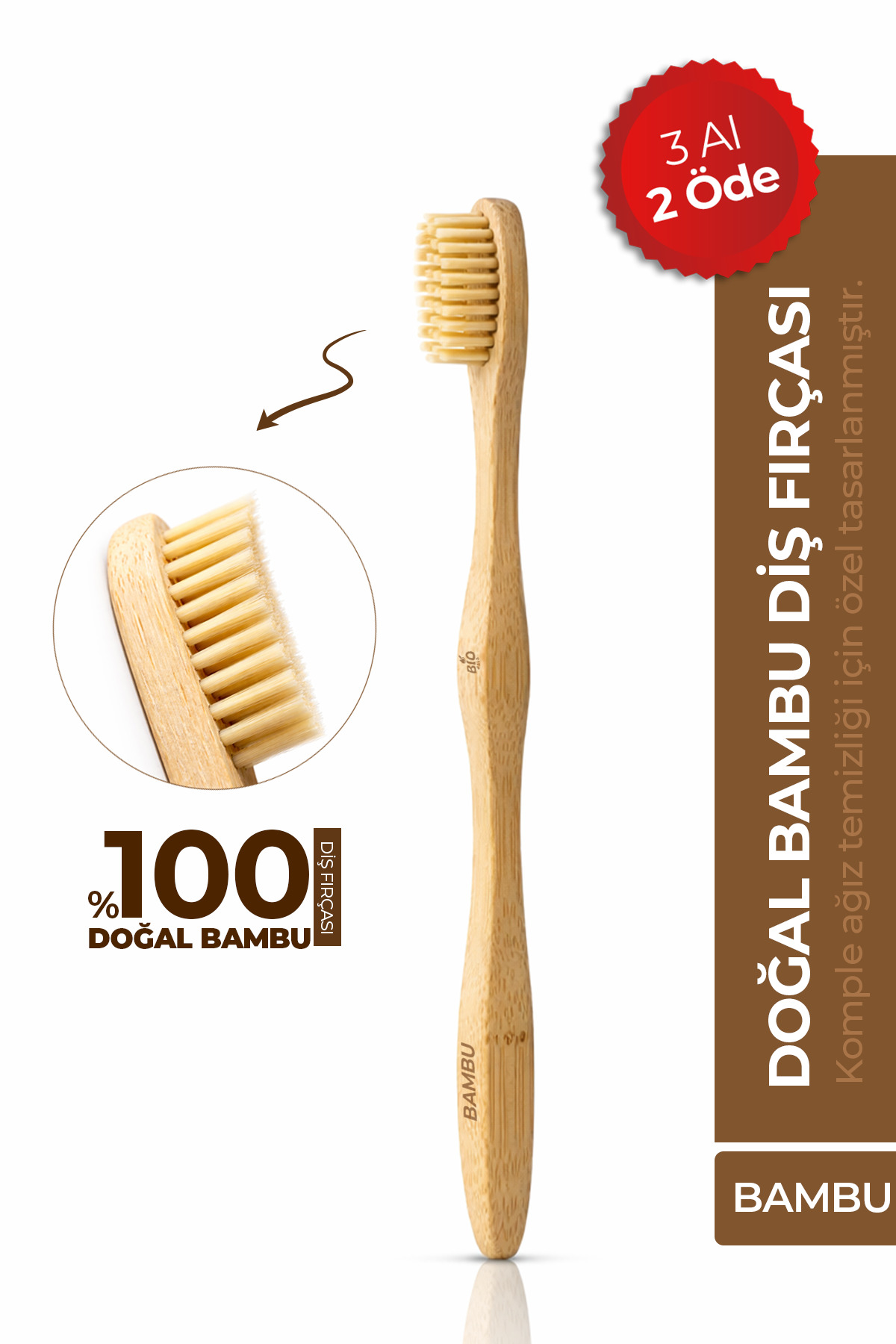 Bio Asia Orta Sertlikte Bambu Diş Fırçası – Hassas Dişlere Uygun – Doğal Liflerden %100 Bambu Kıl Yapısı