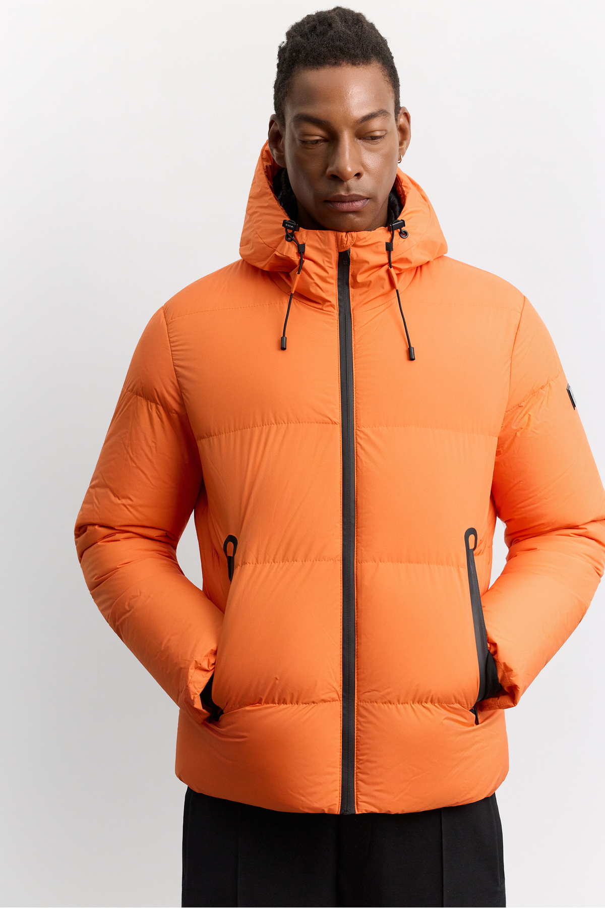 Erkek Turuncu Kapüşonlu Su İtici Rüzgar Geçirmez -5°C Dayanıklı Şişme Comfort Fit Mont B006046 — نارنجی — تصویر 8 از 9