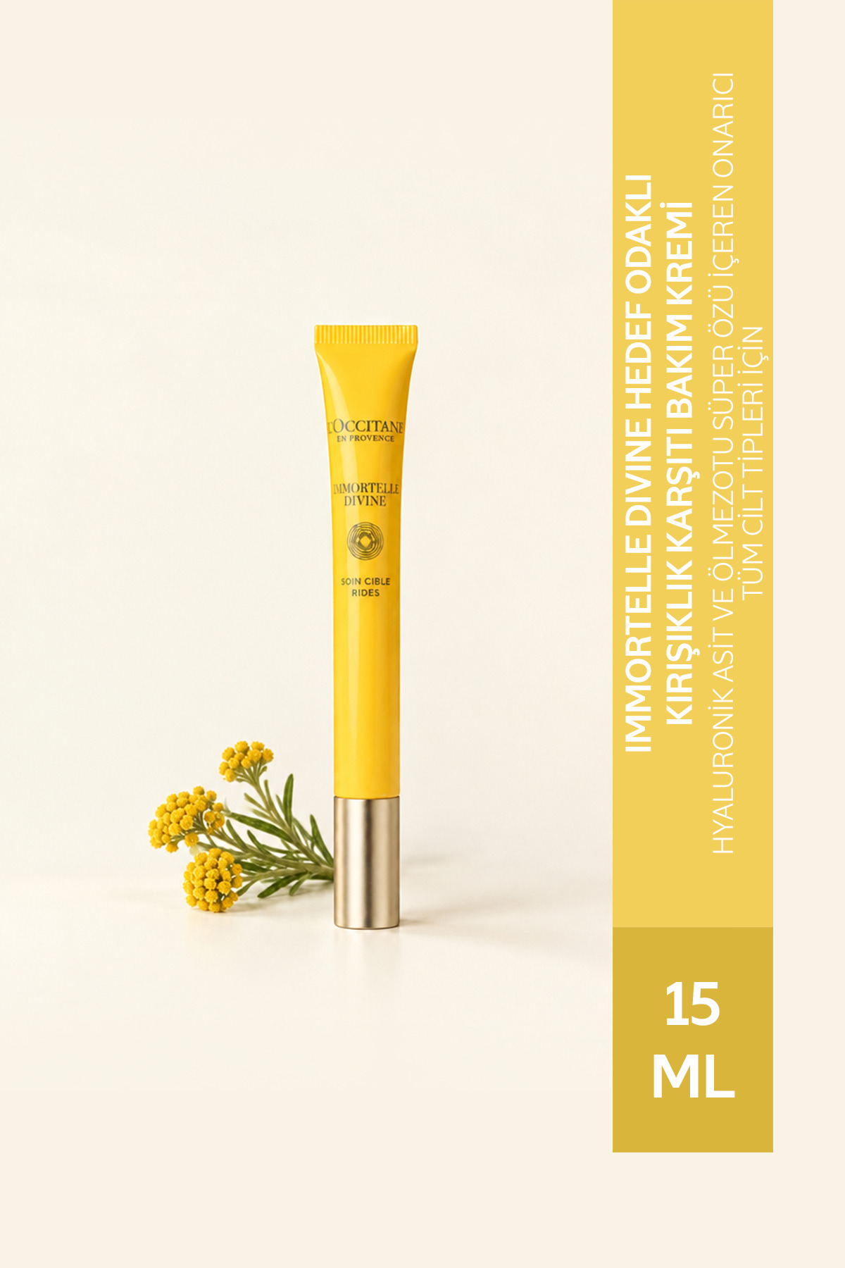 L'Occitane Immortelle Divine Hedef Odaklı Kırışıklık Bakım Onarıcı Kremi, Hyaluronik Asit ve Ölmezotu Süper Özü İçeren, 15 ml — 27DIW015I26