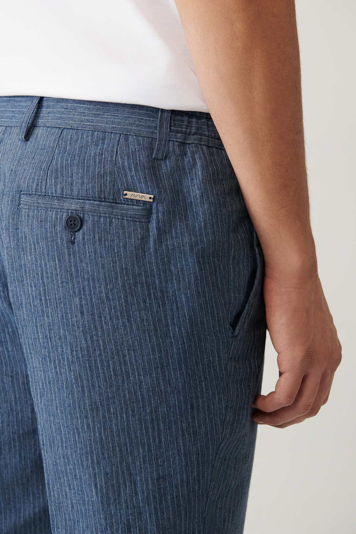 Erkek Mavi Yandan Cepli Keten Karışımlı Relaxed Fit Pantolon A41Y3260 — آبی — تصویر 7 از 7
