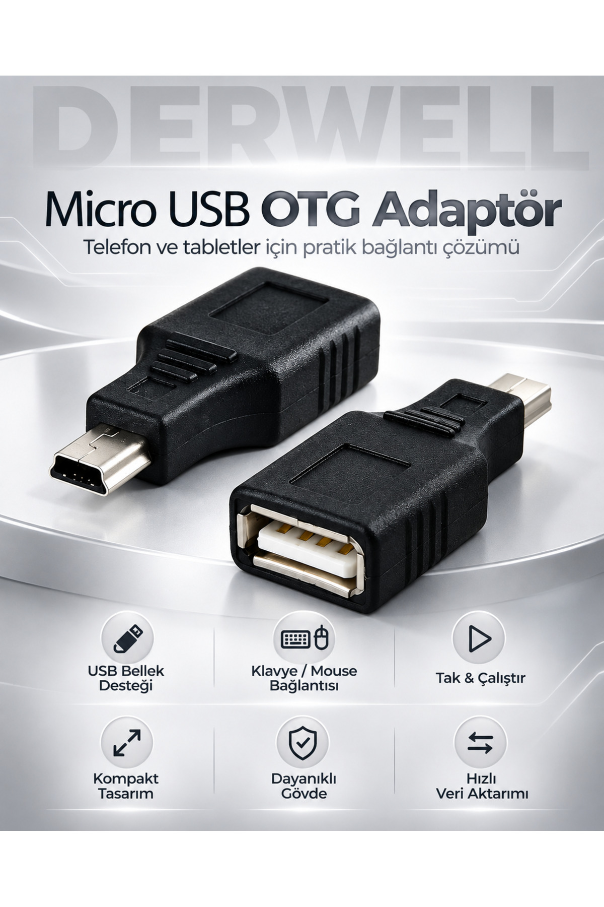 5 Pin Mini Usb Erkek Usb Dişi Aparat Oto Teyp Flash Bellek Mini Usb V3 Otg Dönüştürücü