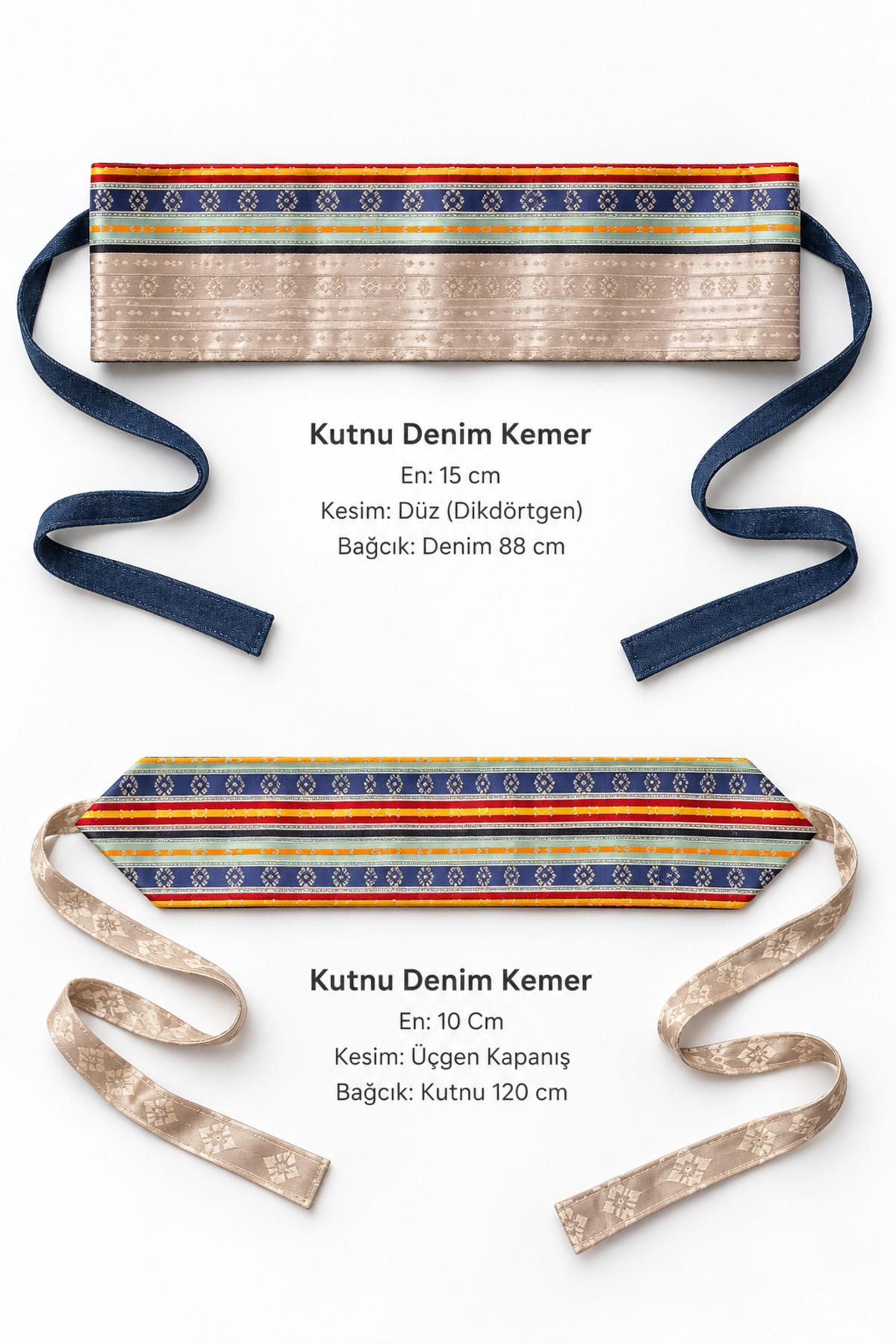 Kutnu ve Denim Çift Taraflı Kuşak Kemer, 15 cm · Görünüm 8