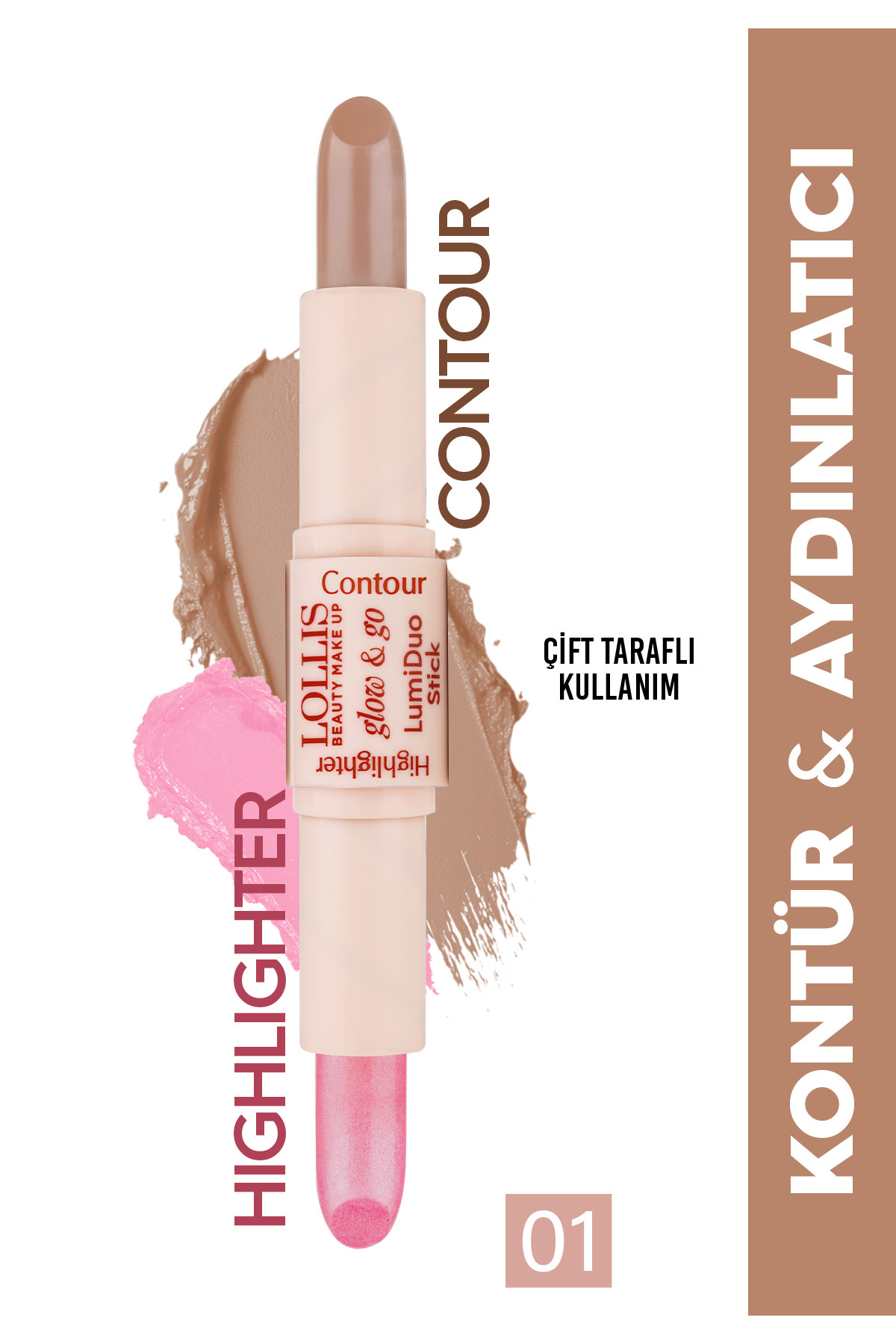 Lollis Lumi Duo Aydınlatıcı & Kontür Stick - 01 light — بژ LP-167